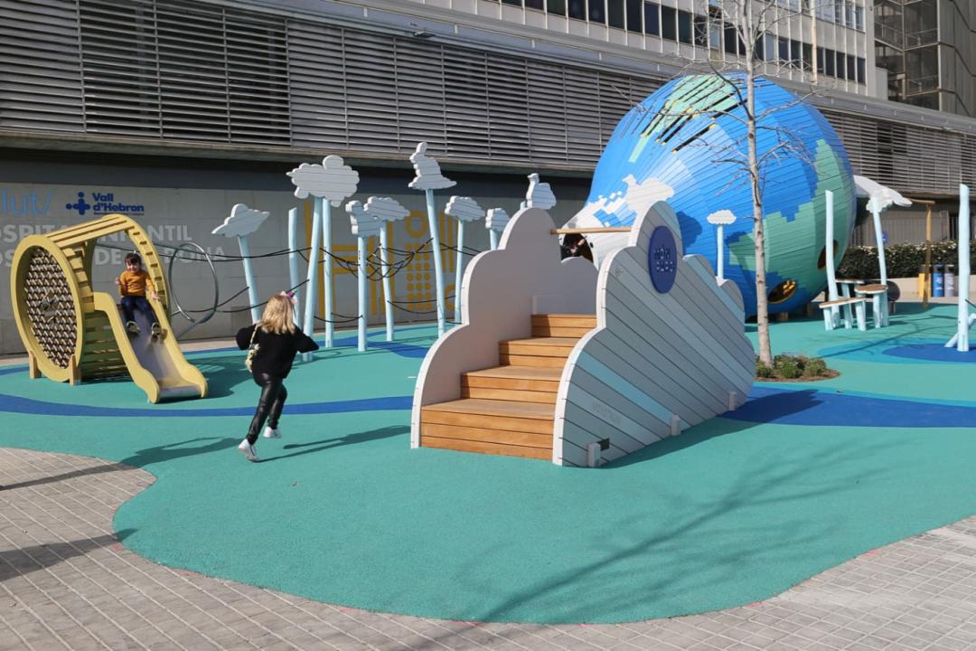 globe hot air balloon playground at hospital