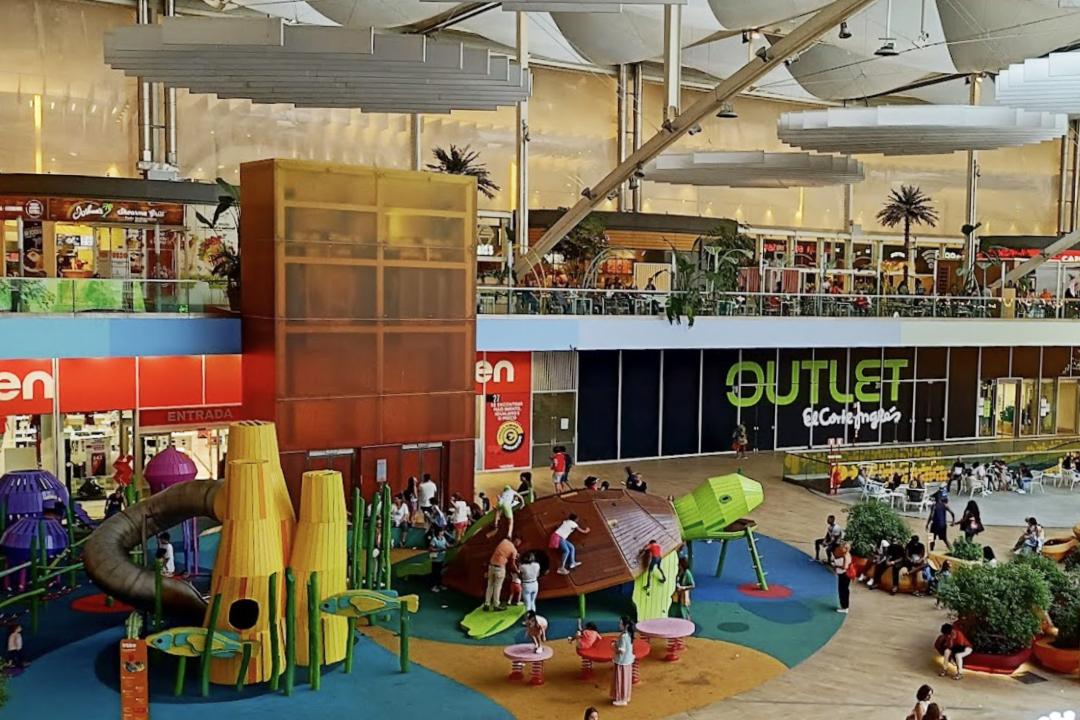 Indoors playground with underwater theme with big wooden sea turtle