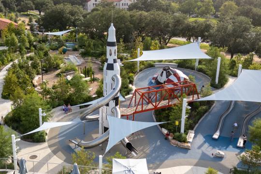 Huge wooden rocket playground