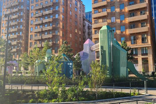 Crystal tower wooden playground in Stockholm