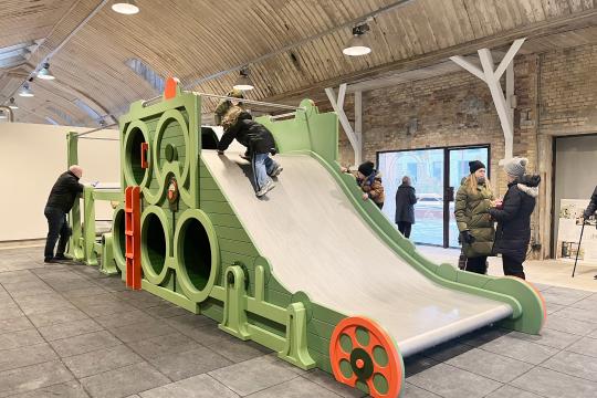 Kids playing on paper mill playground