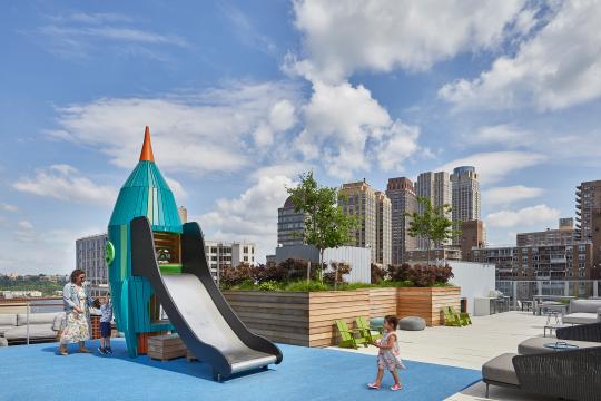 Wooden Playground rocket on New York rooftop