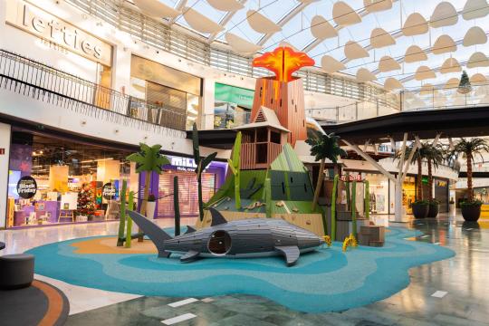 Volcano and shark playground in shopping centre
