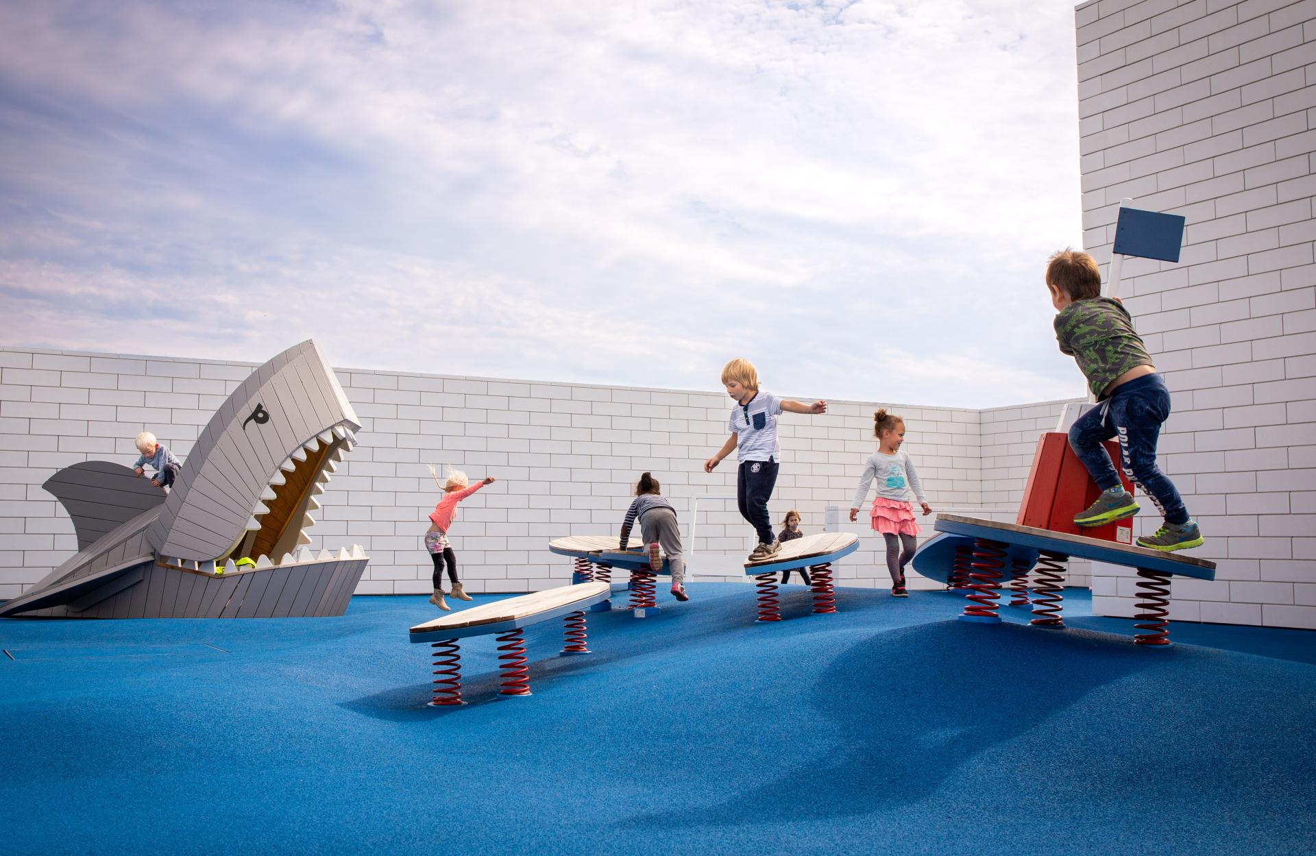 Children playing at Shark playground LEGO House