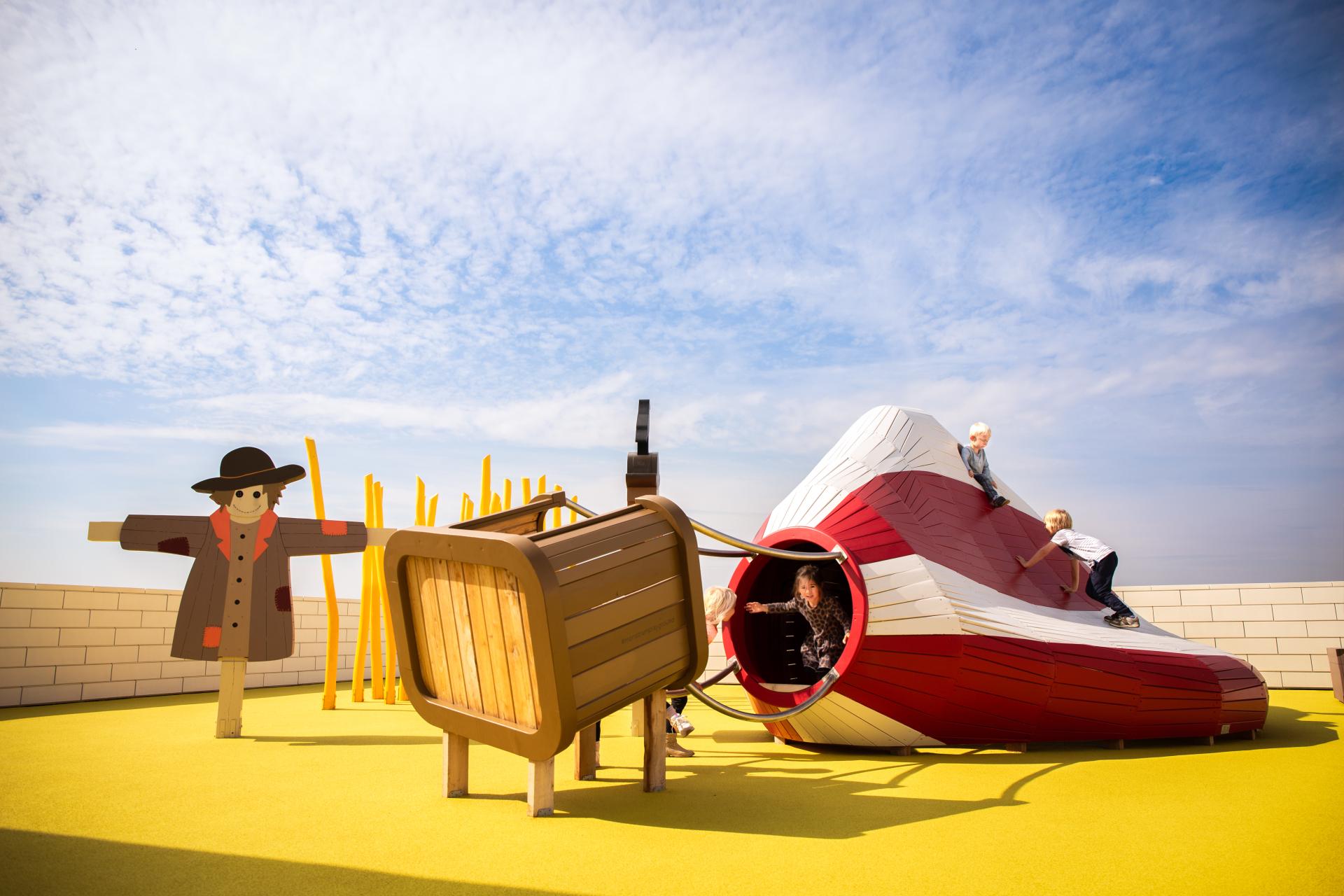Scarecrow and crashed hot air balloon playground, LEGO House