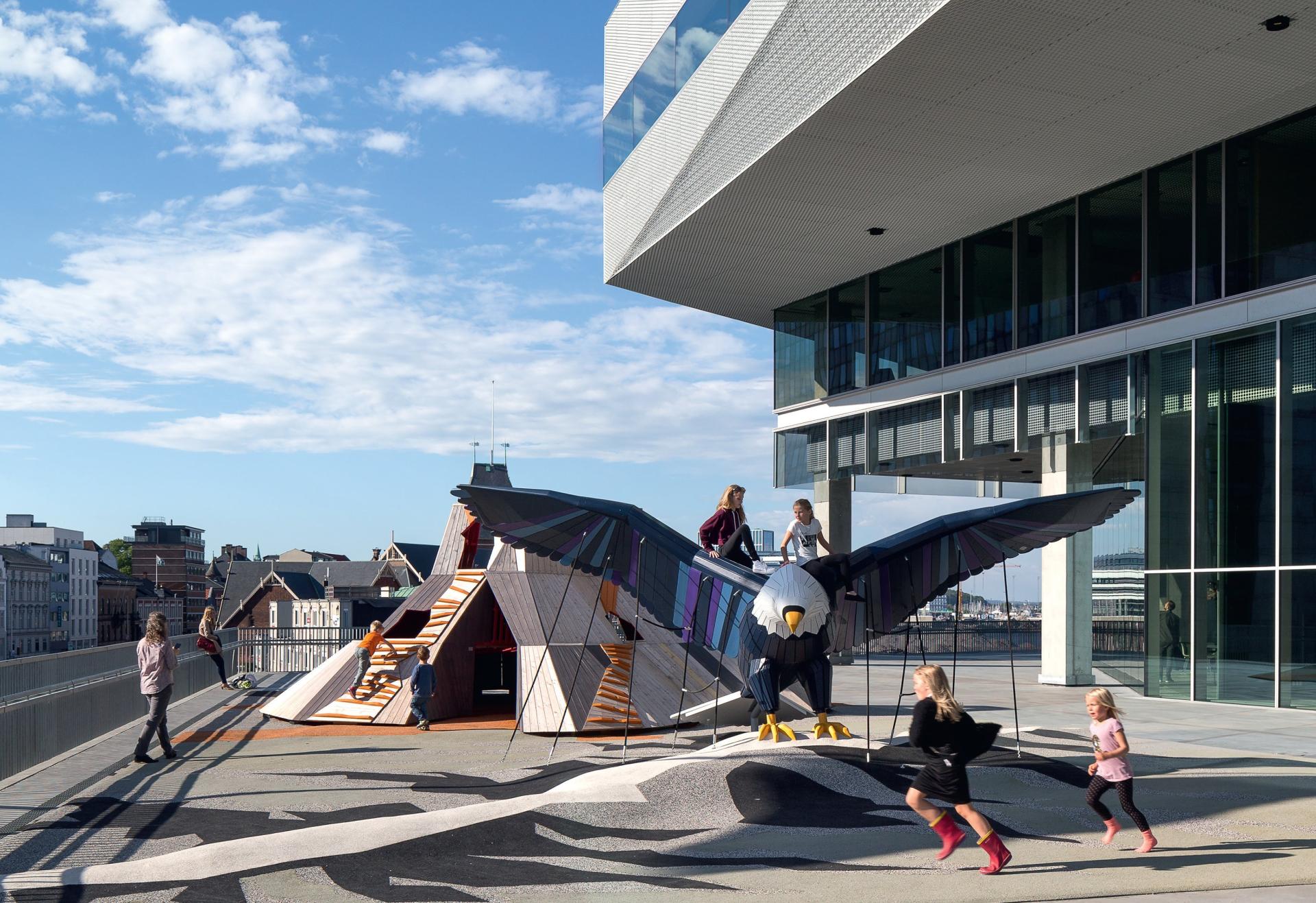 Kids playing at eagle playground at DOKK1 cultural center