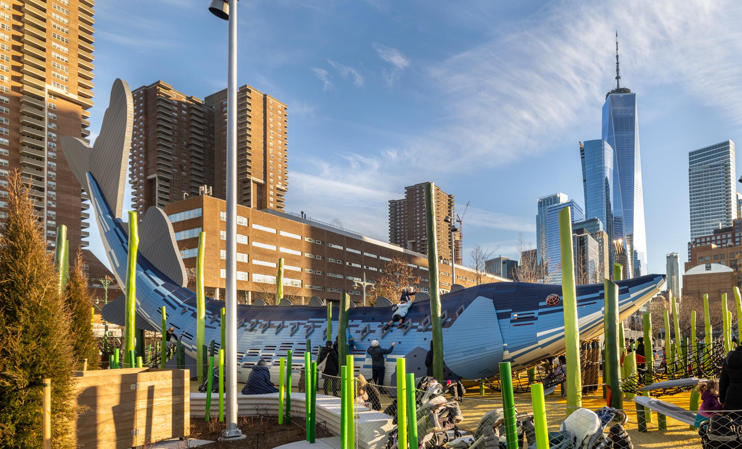 Huge sturgeon playground at Pier 26, New York City