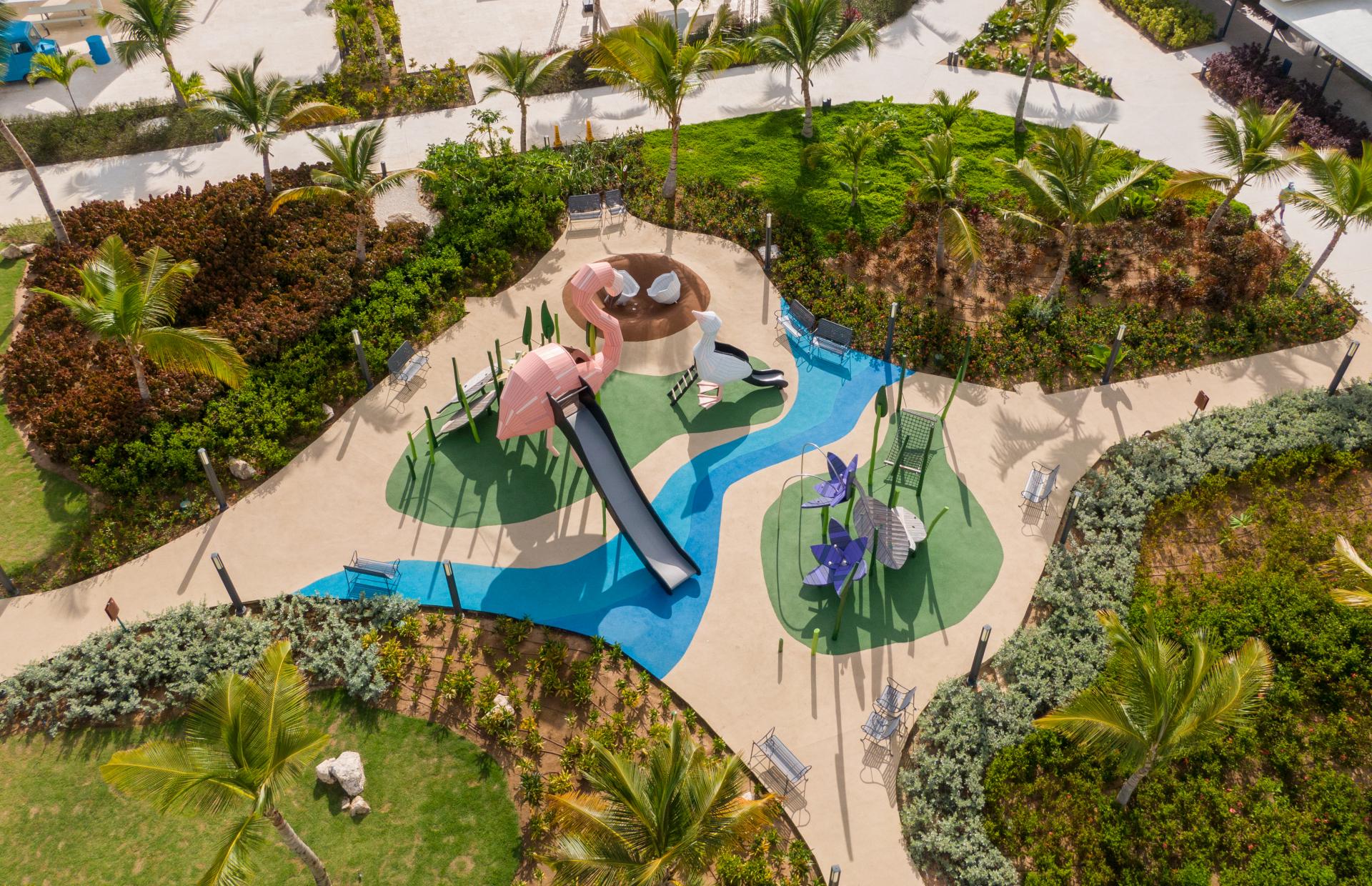 Flamingo playground drone overview