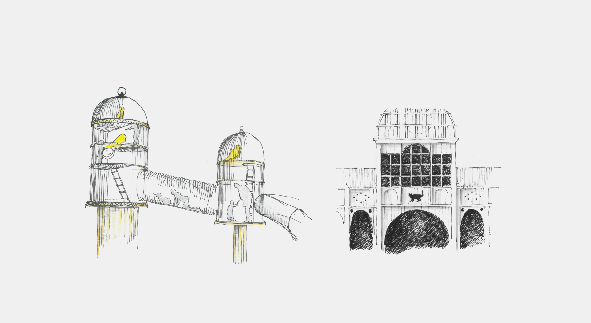 Liseberg monstrum playground castle palace tower birdcage sketch