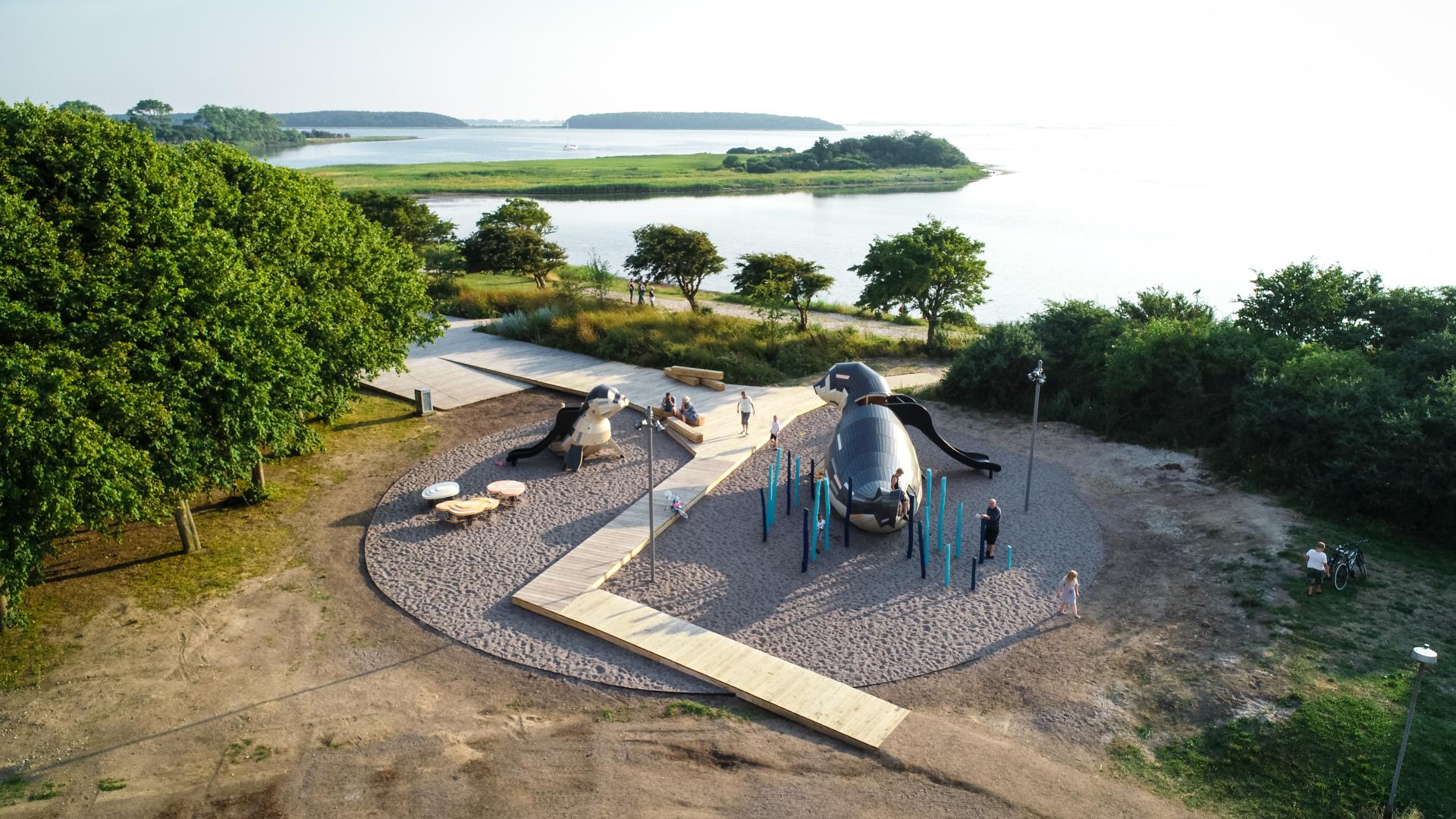 Drone shot of the seals playground, MONSTRUM playgrounds