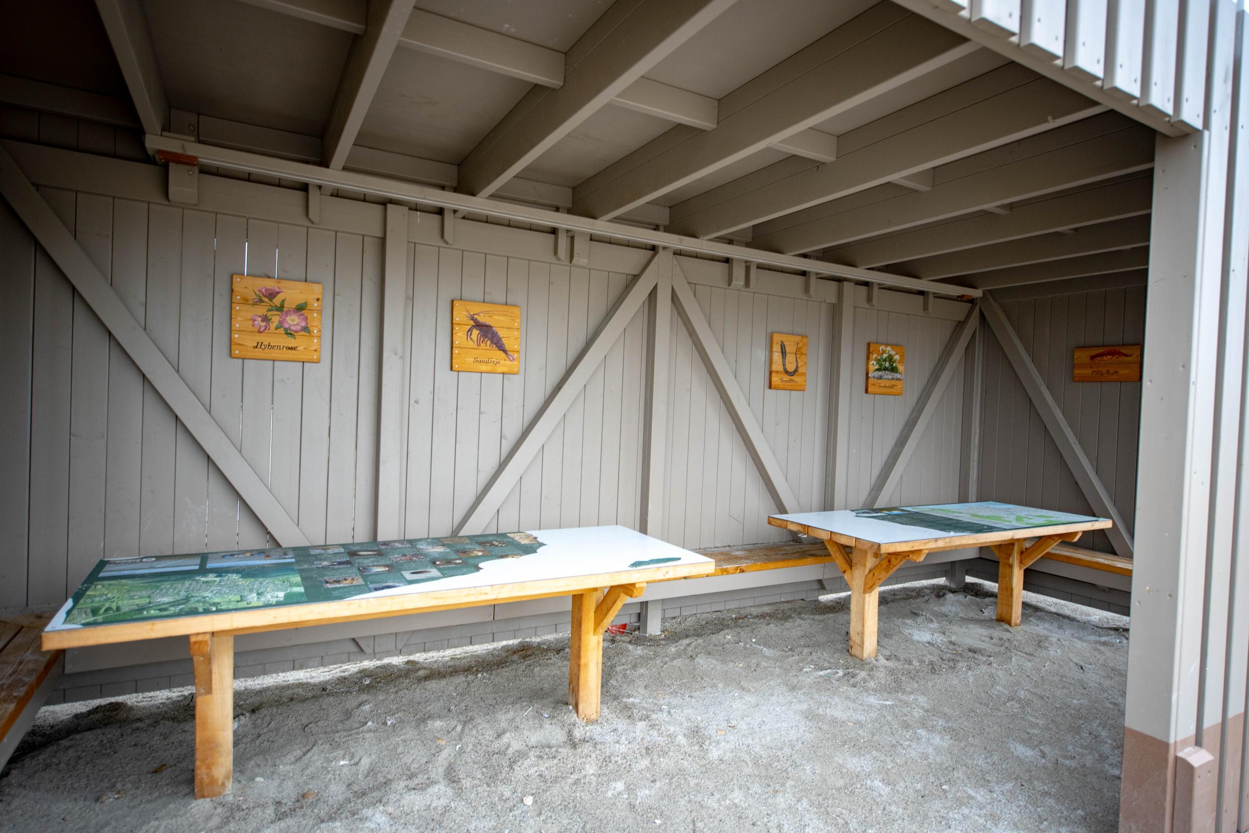 Educational paintings inside lighthouse playground structure