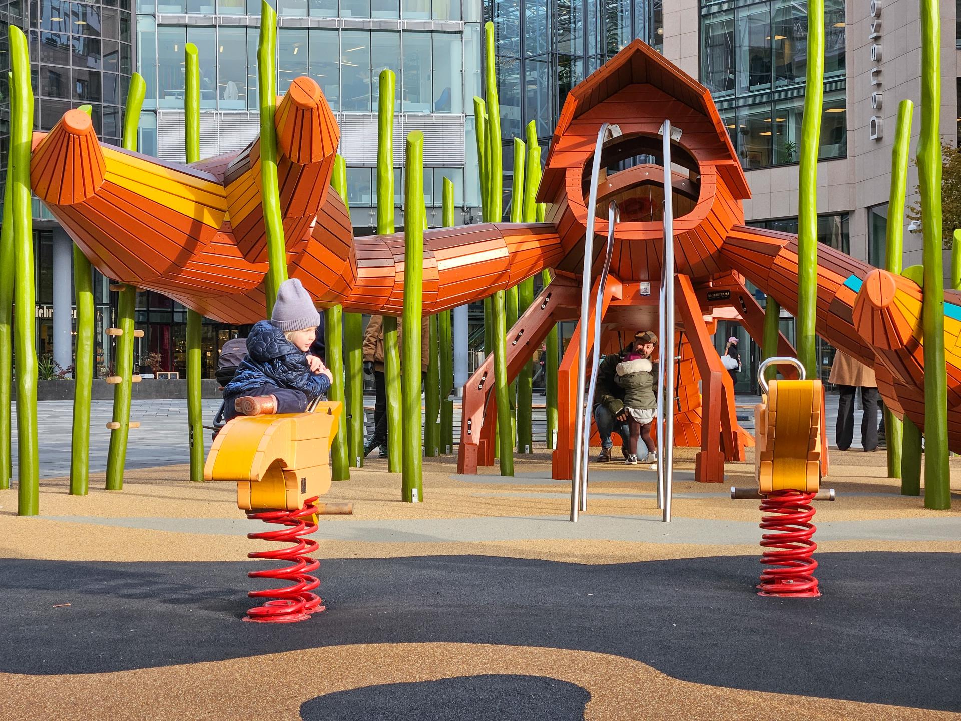 Kids playing at lobster playground