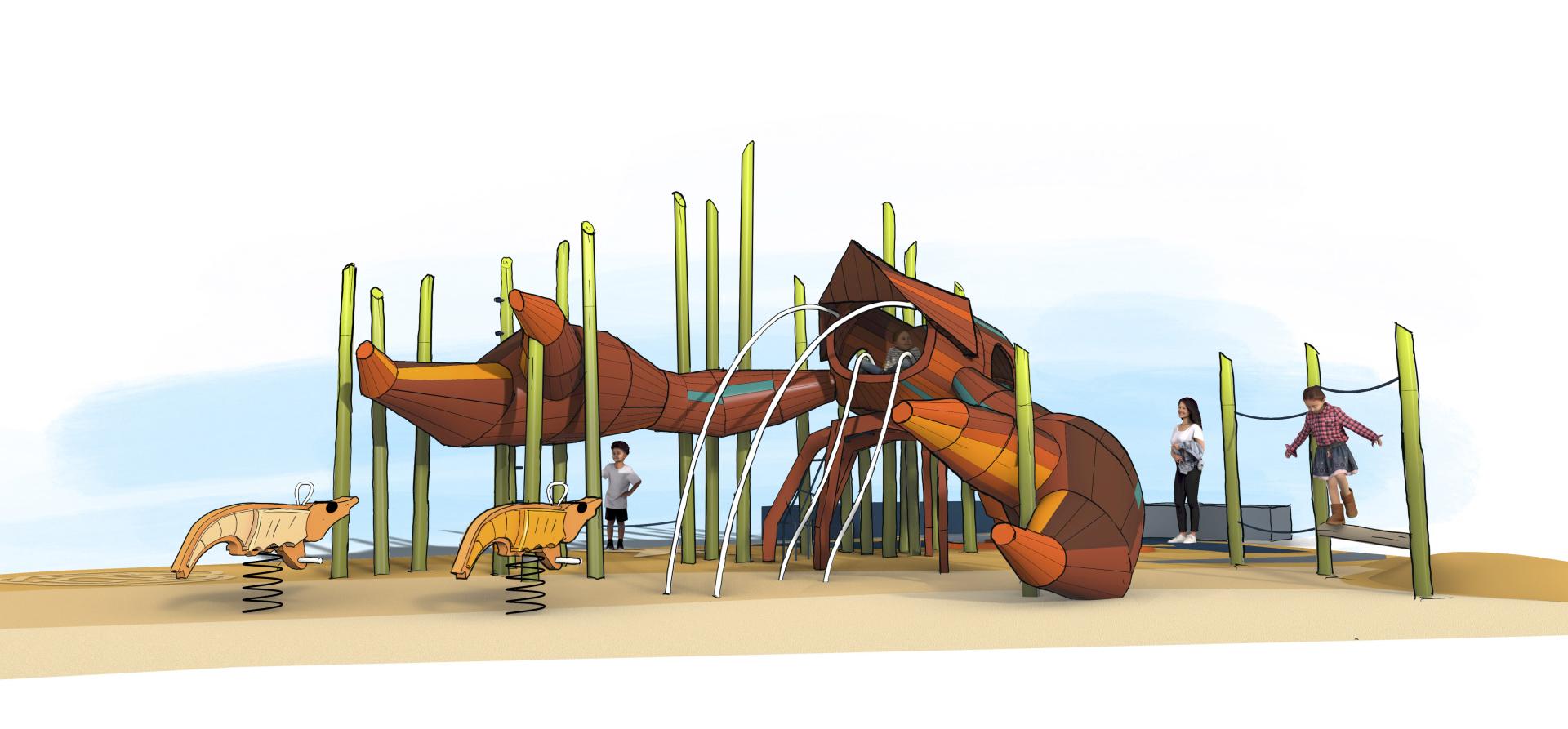 Render of lobster playground