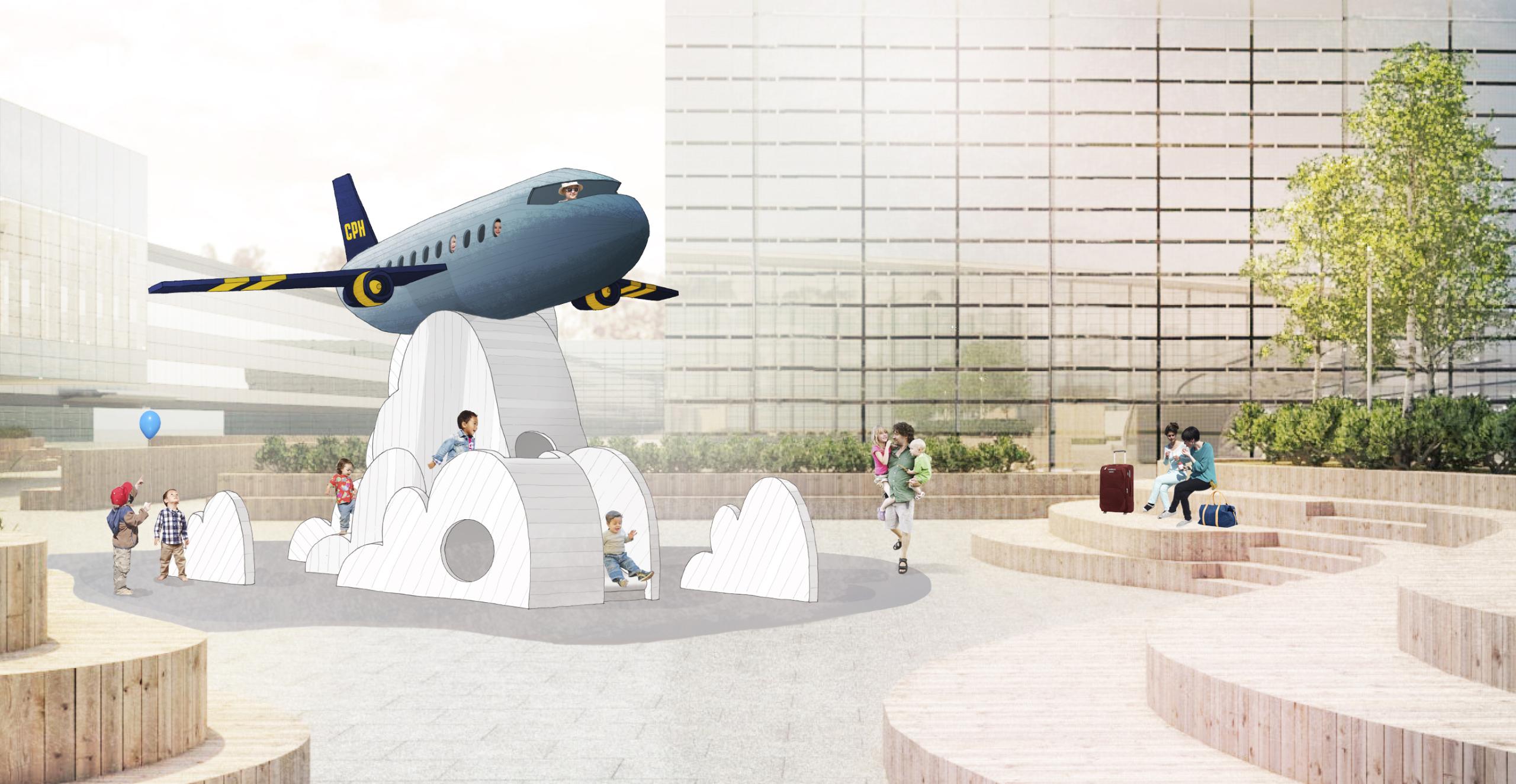 Sketch copenhagen airport monstrum playground airplane sky-high-flight