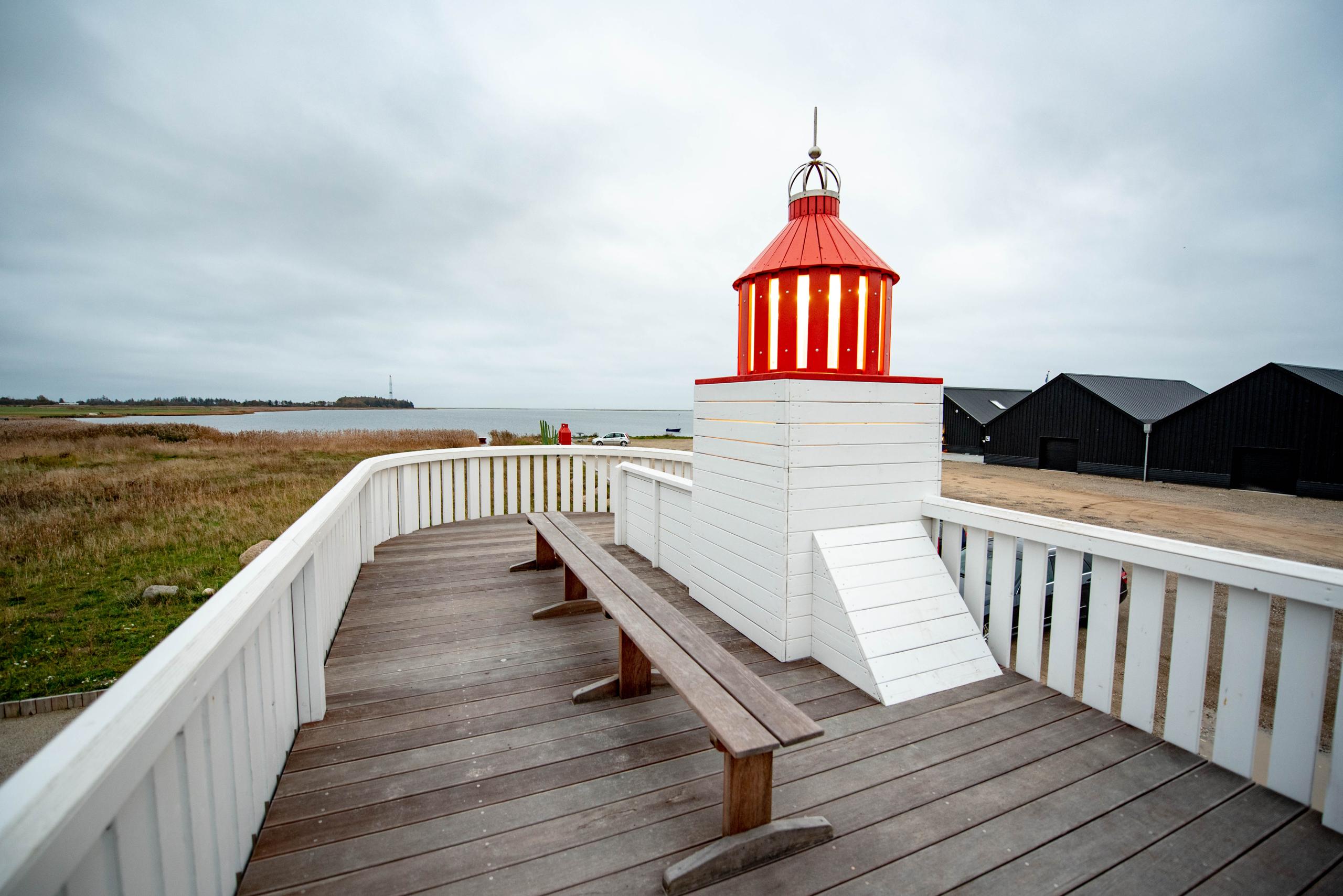 The view over the marina from on top of the lighthouse building