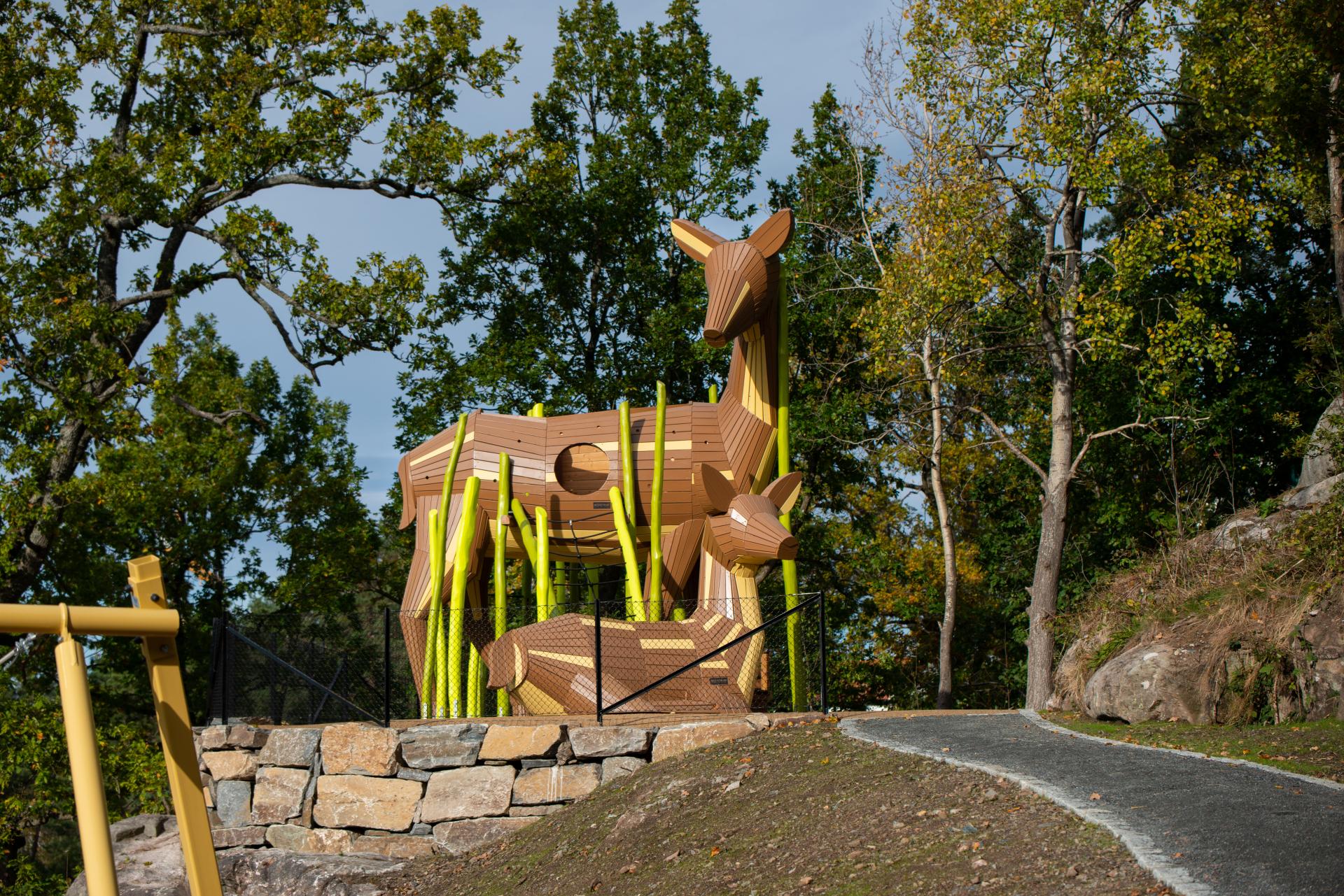 Wooden deer playground structures