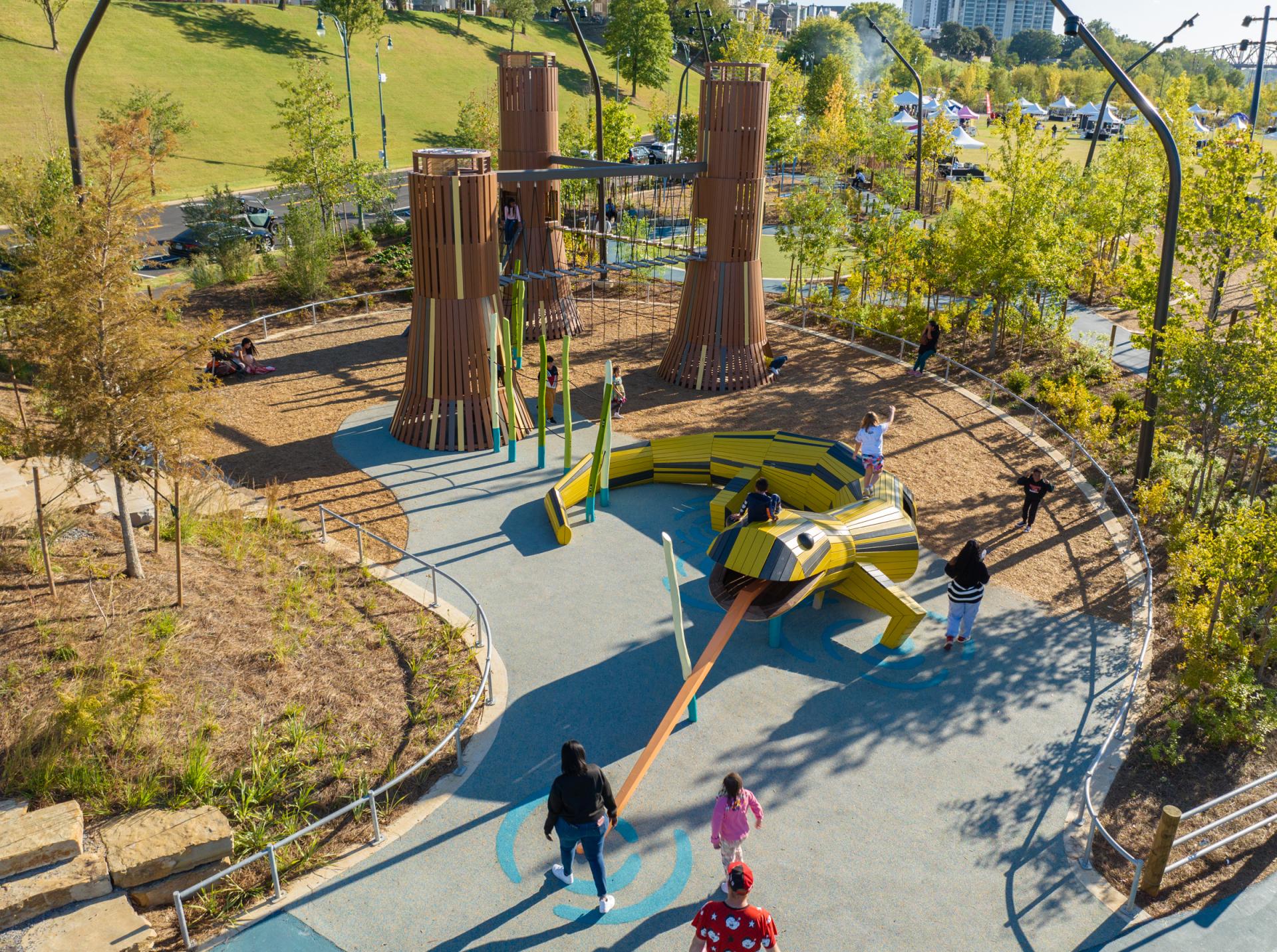 aerial view of salamander playground element