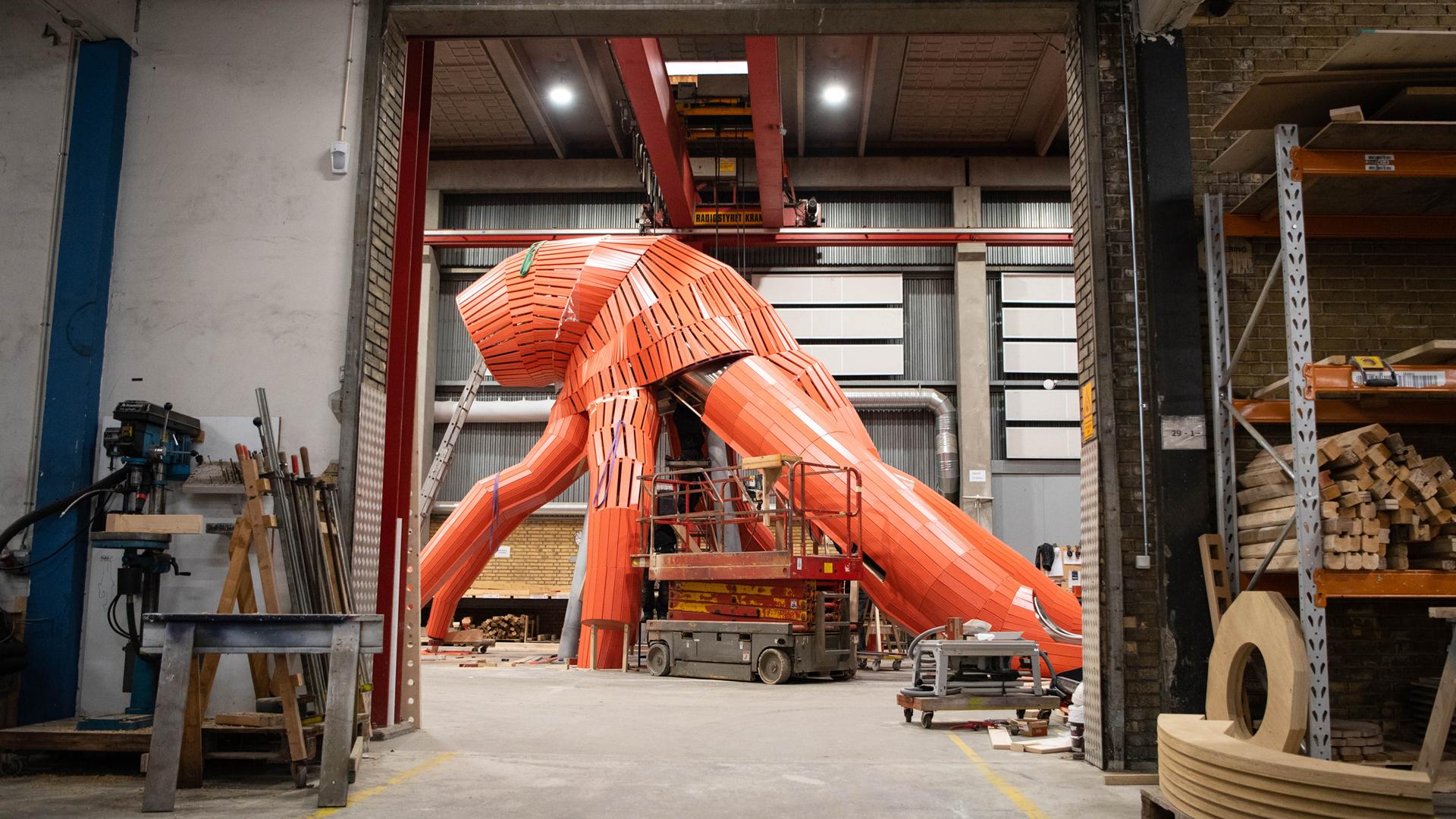 Huge wooden octopus playground structure