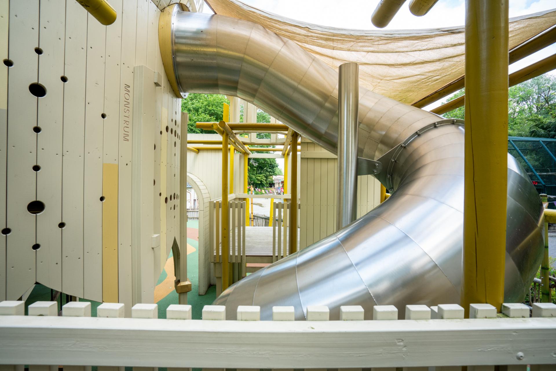 Slide and cladding details at playground