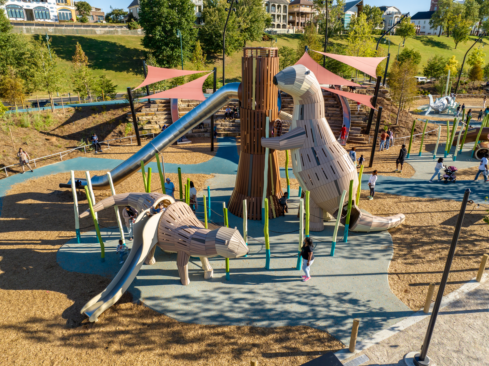 Giant wooden otters playground