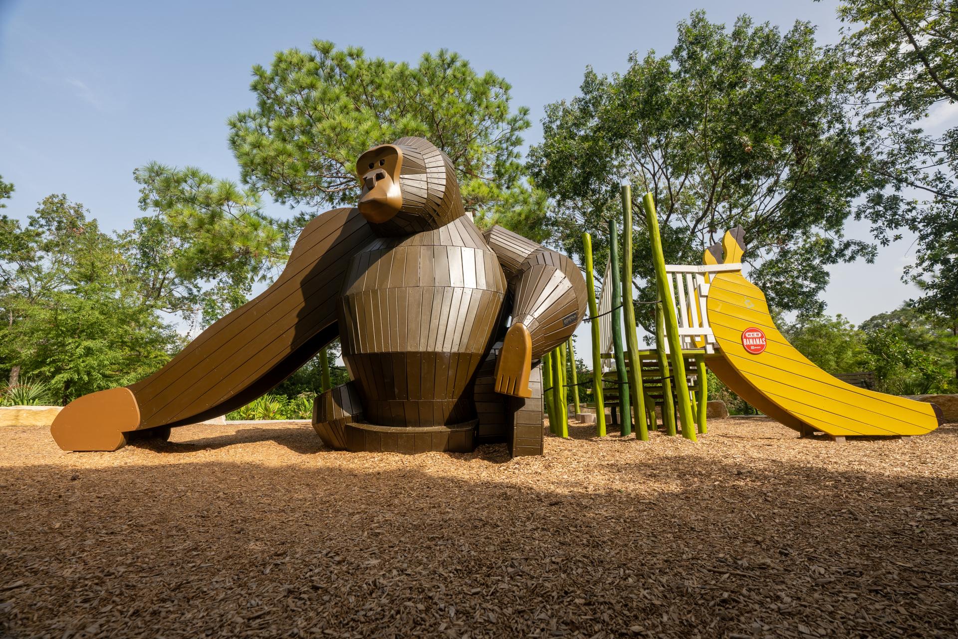 Gorilla and banana playground structures