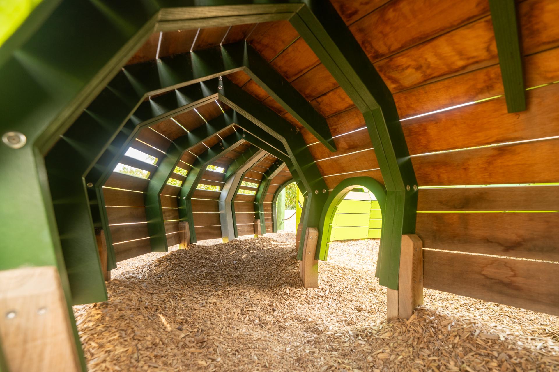 Inside details of playground snake structure