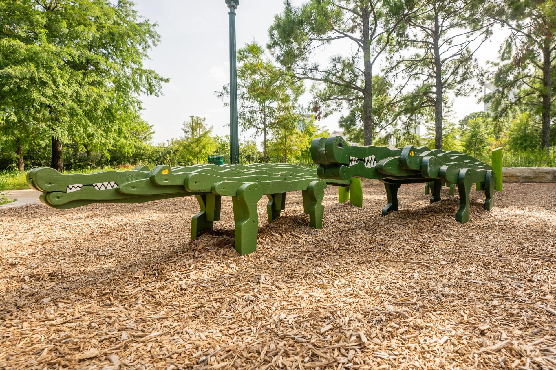 playground wooden crocodile features