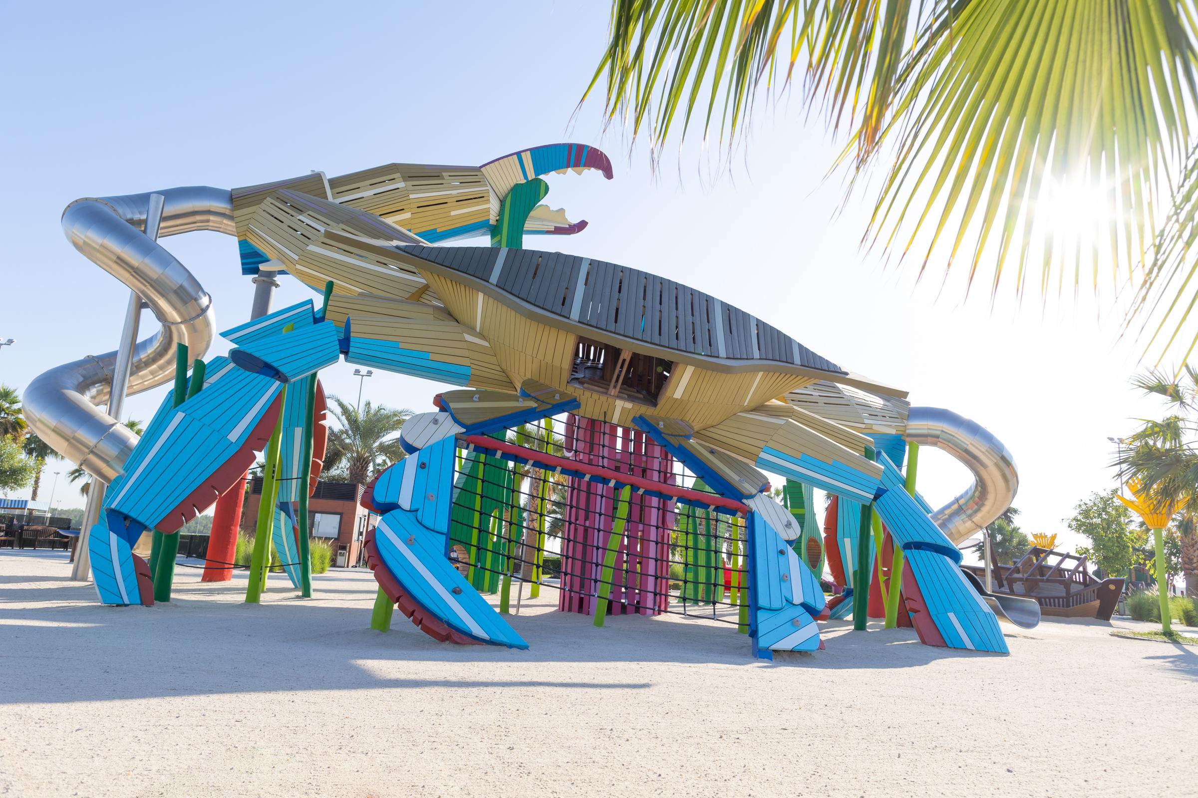 Huge crab climbing frame at MONSTRUM playground