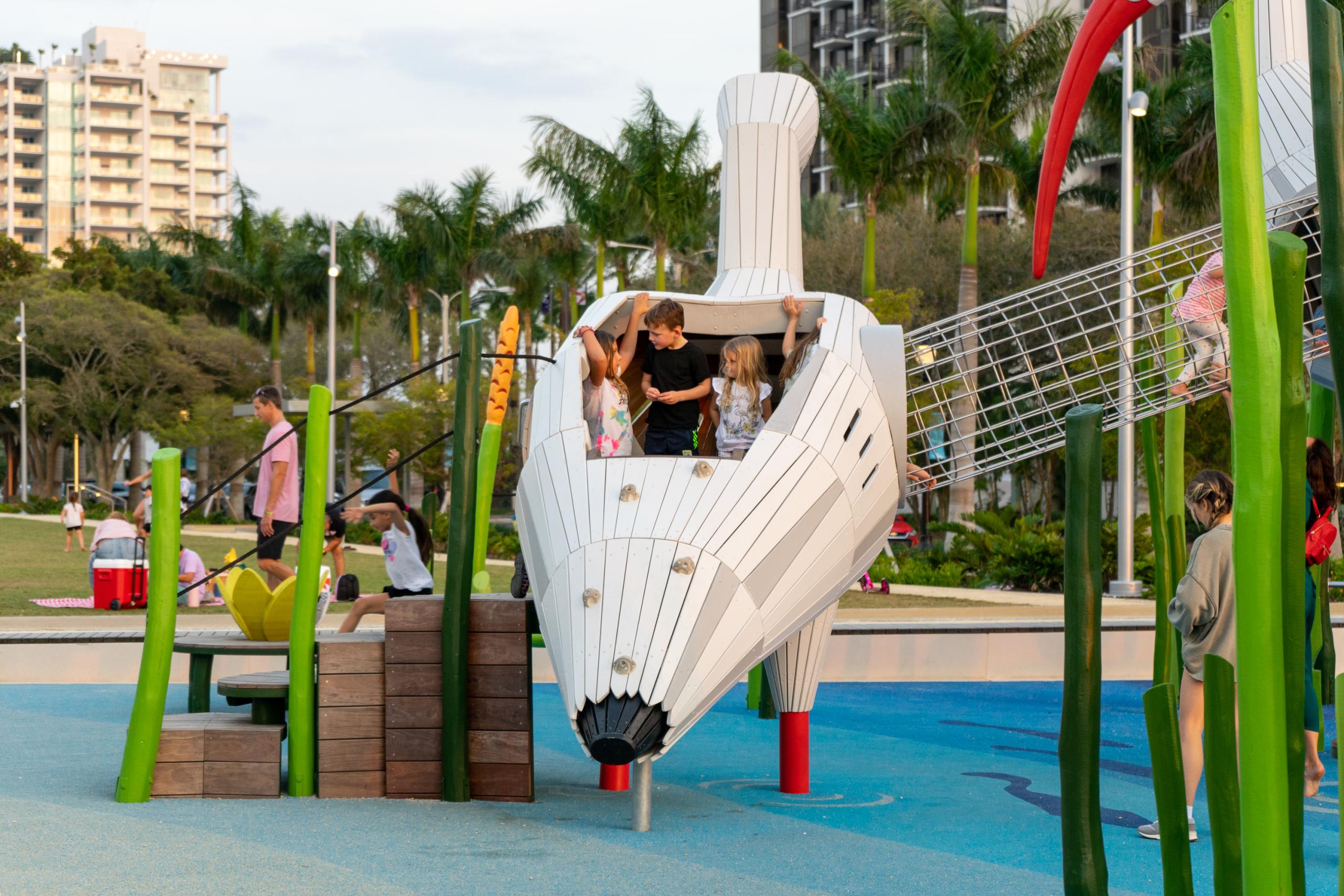 ibis bird playground with generations playing