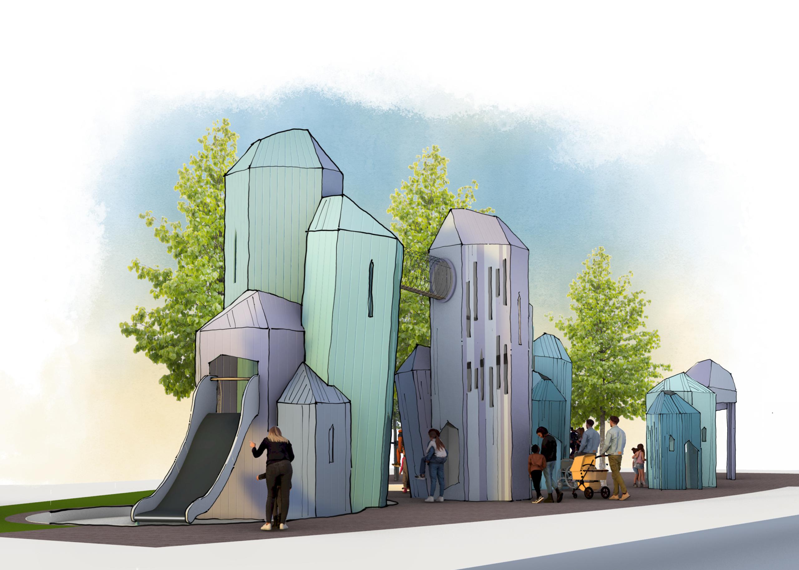 Sketch of crystal towers playground