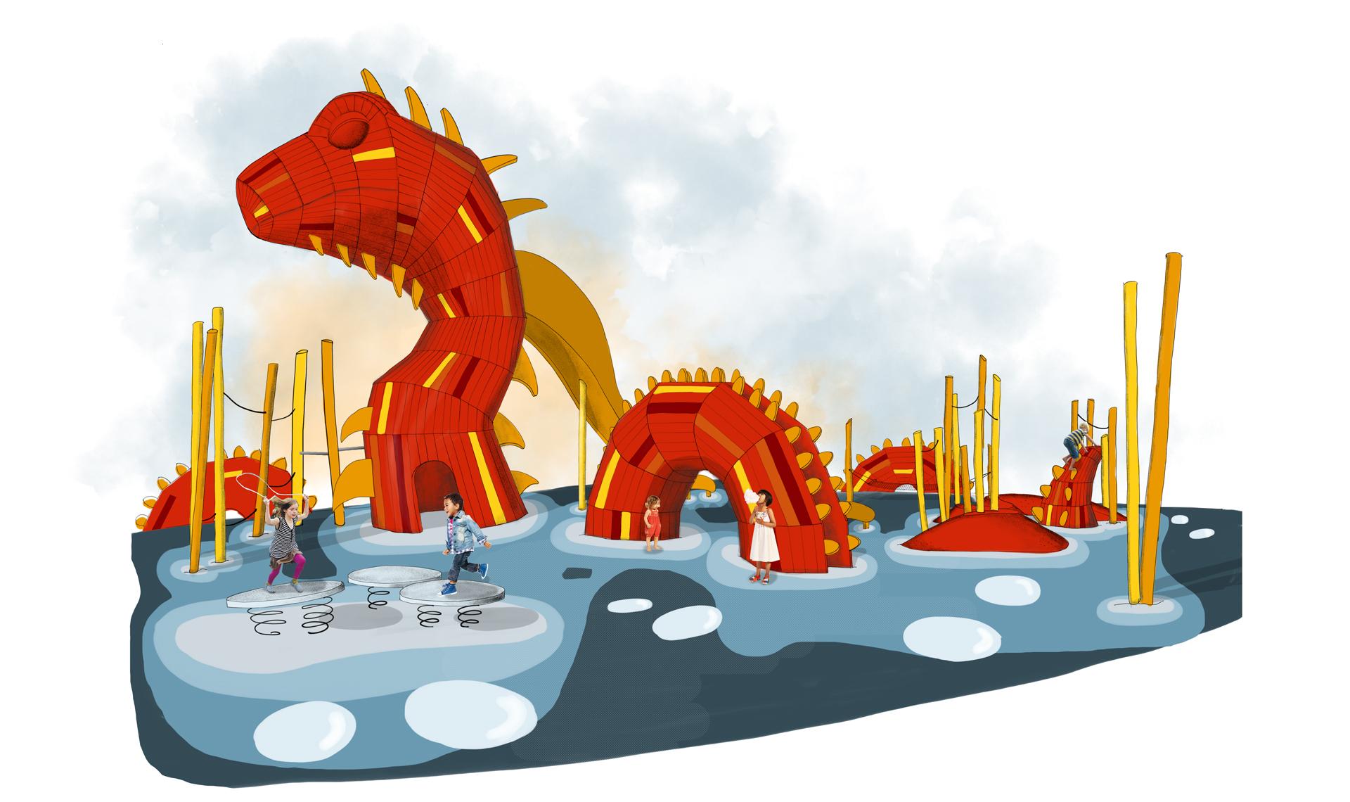 Sketch of sea dragon playground design