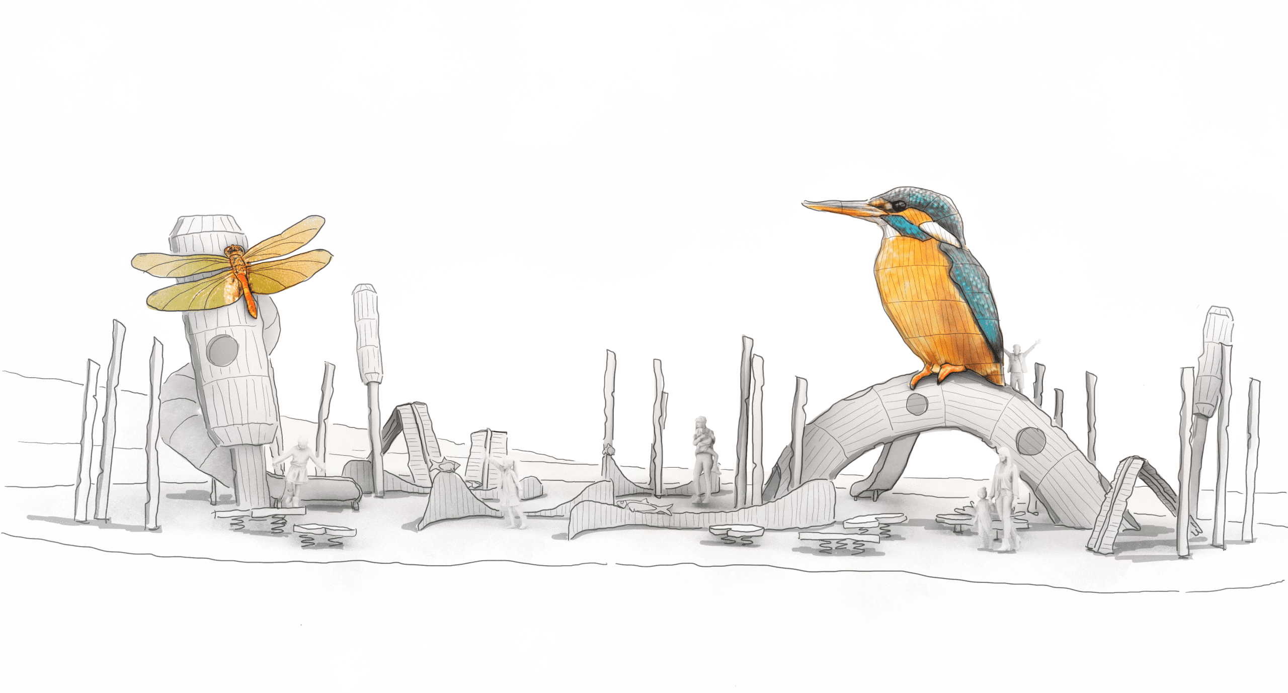 conceptual sketch of the kingfisher playground