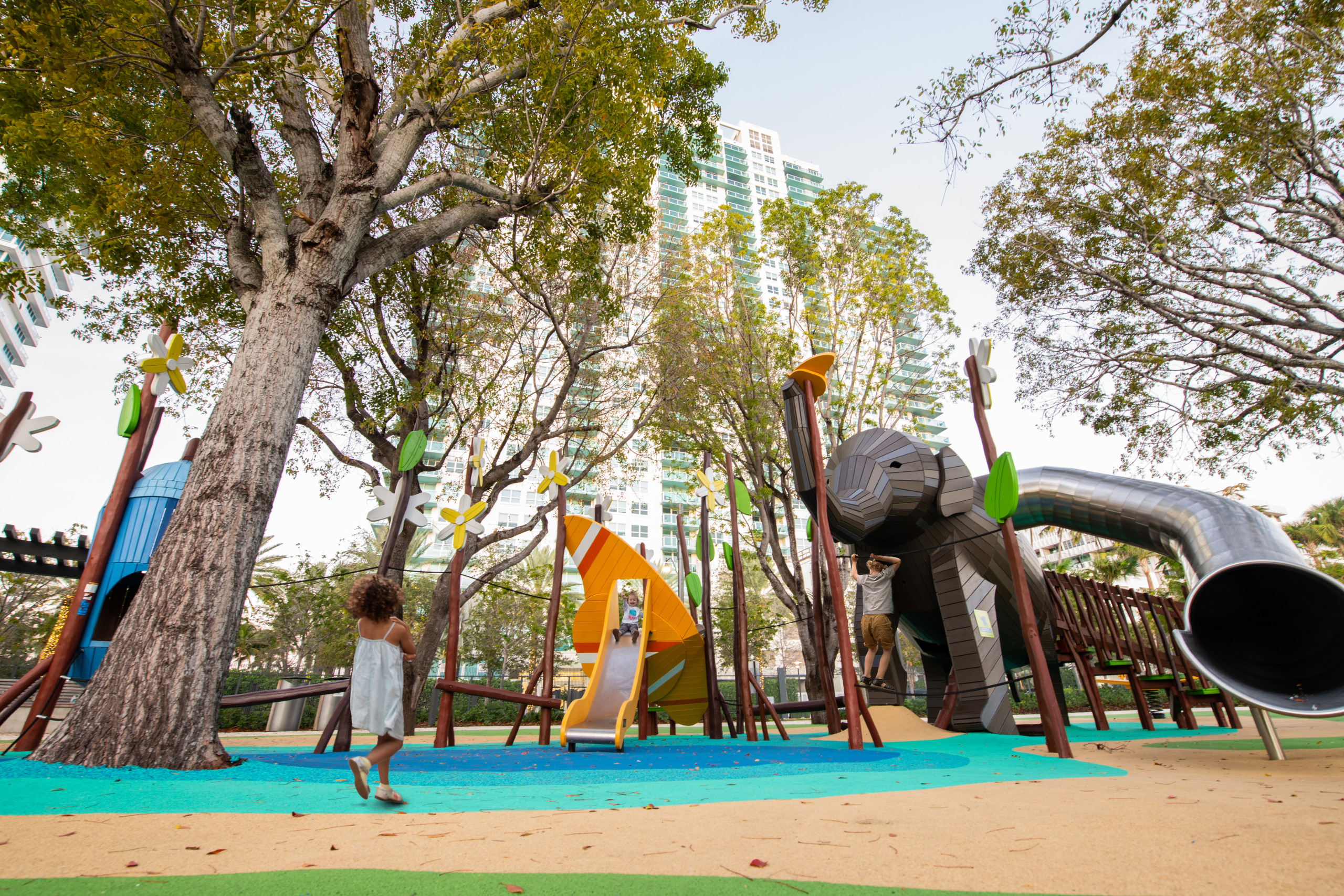 Kids playing at Miami Beach MONSTRUM playground
