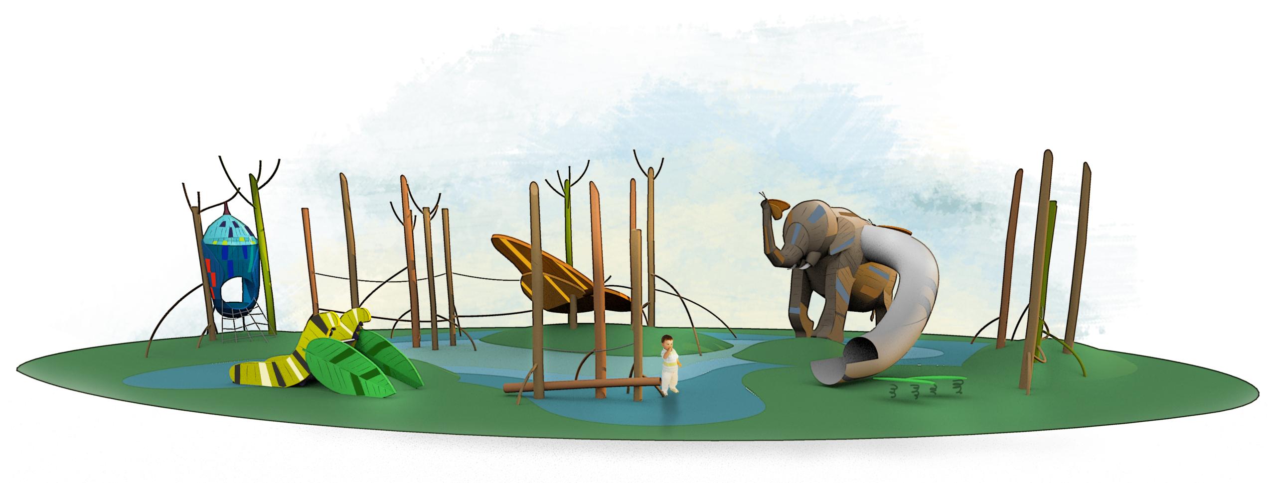 Rendered visual of the Rosie the elephant playground