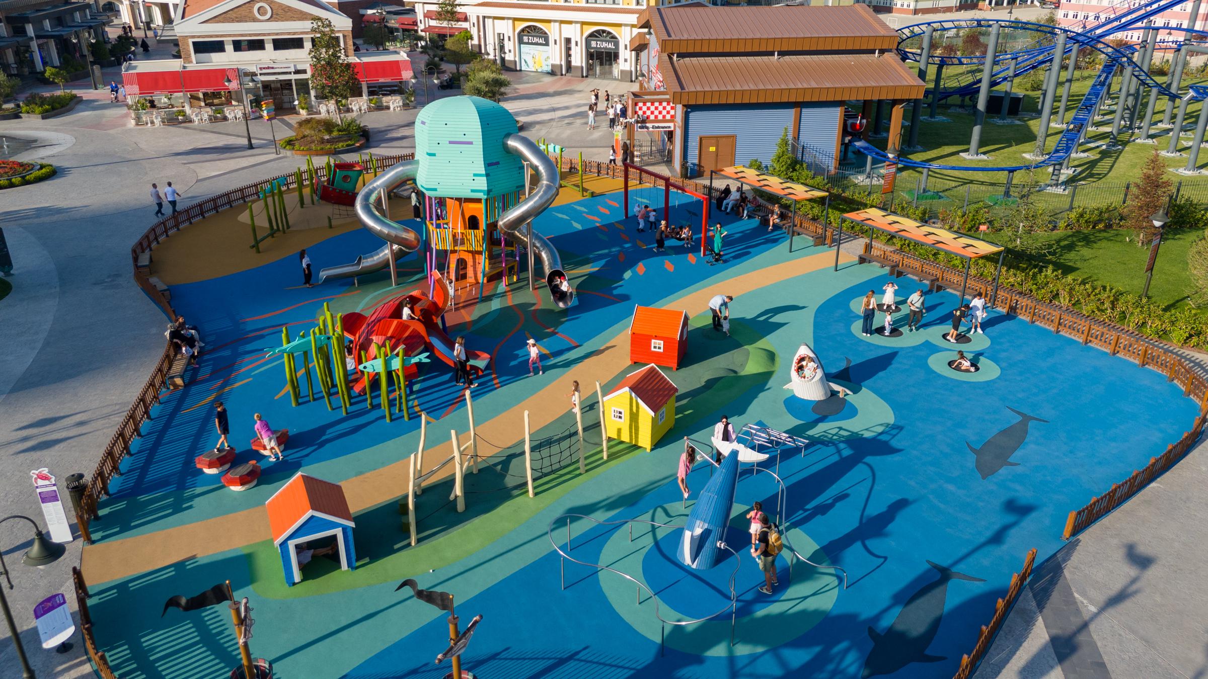 Aerial view of sea-themed playground
