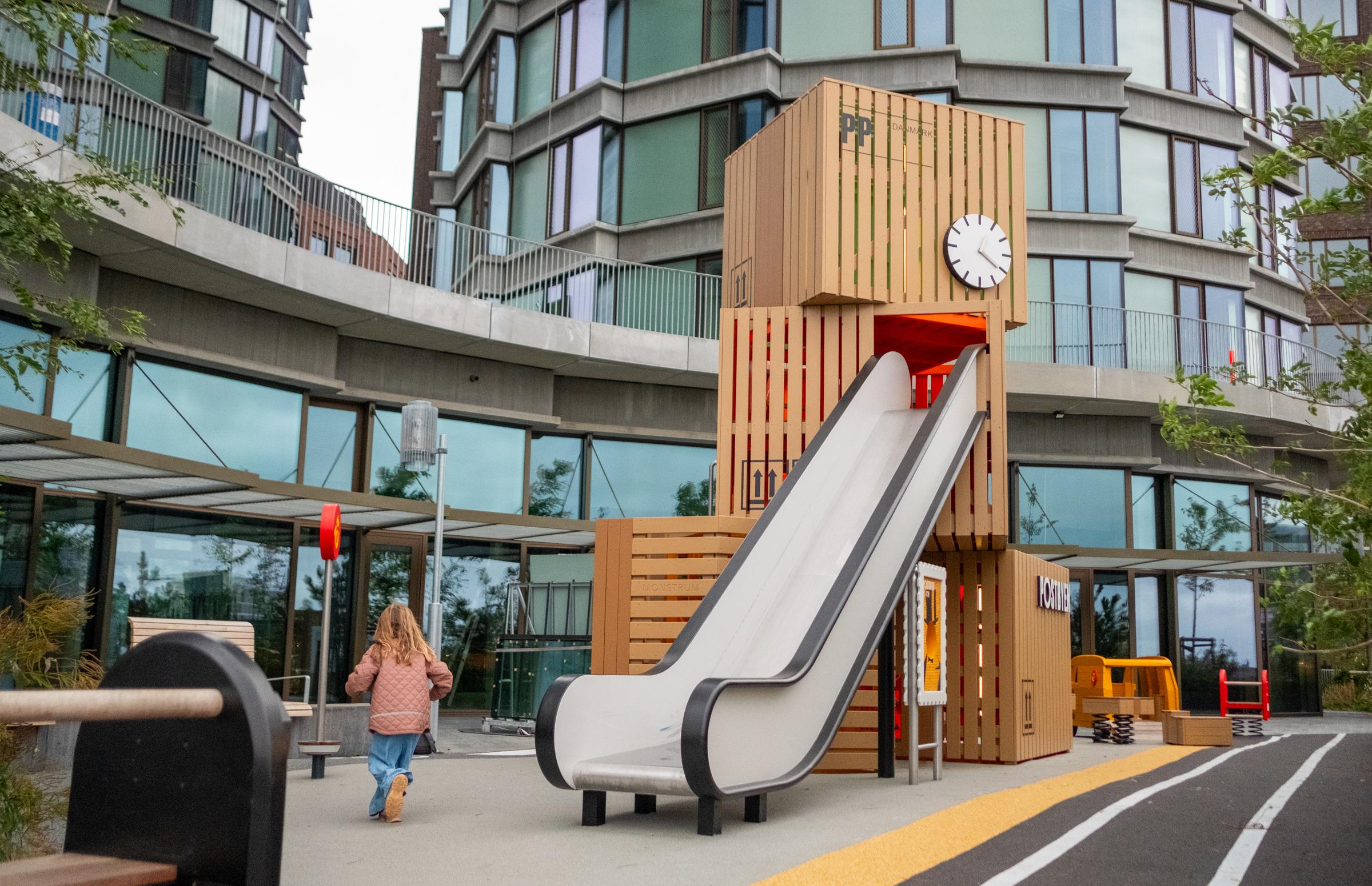 Post-themed playground in urban area