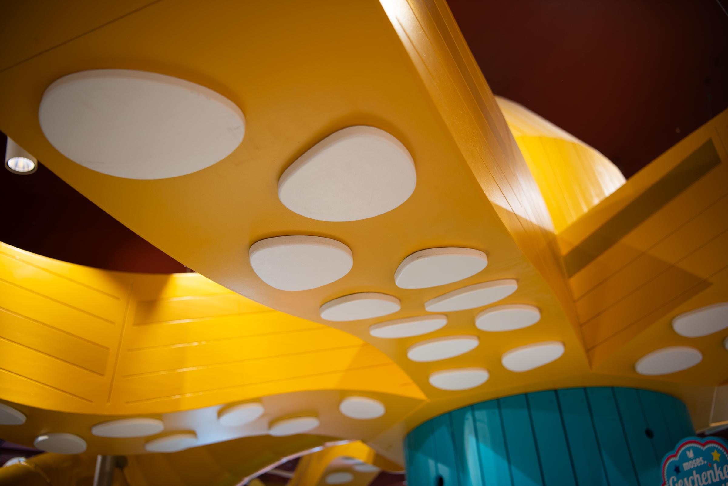 Close-up of details on wooden octopus playground structure
