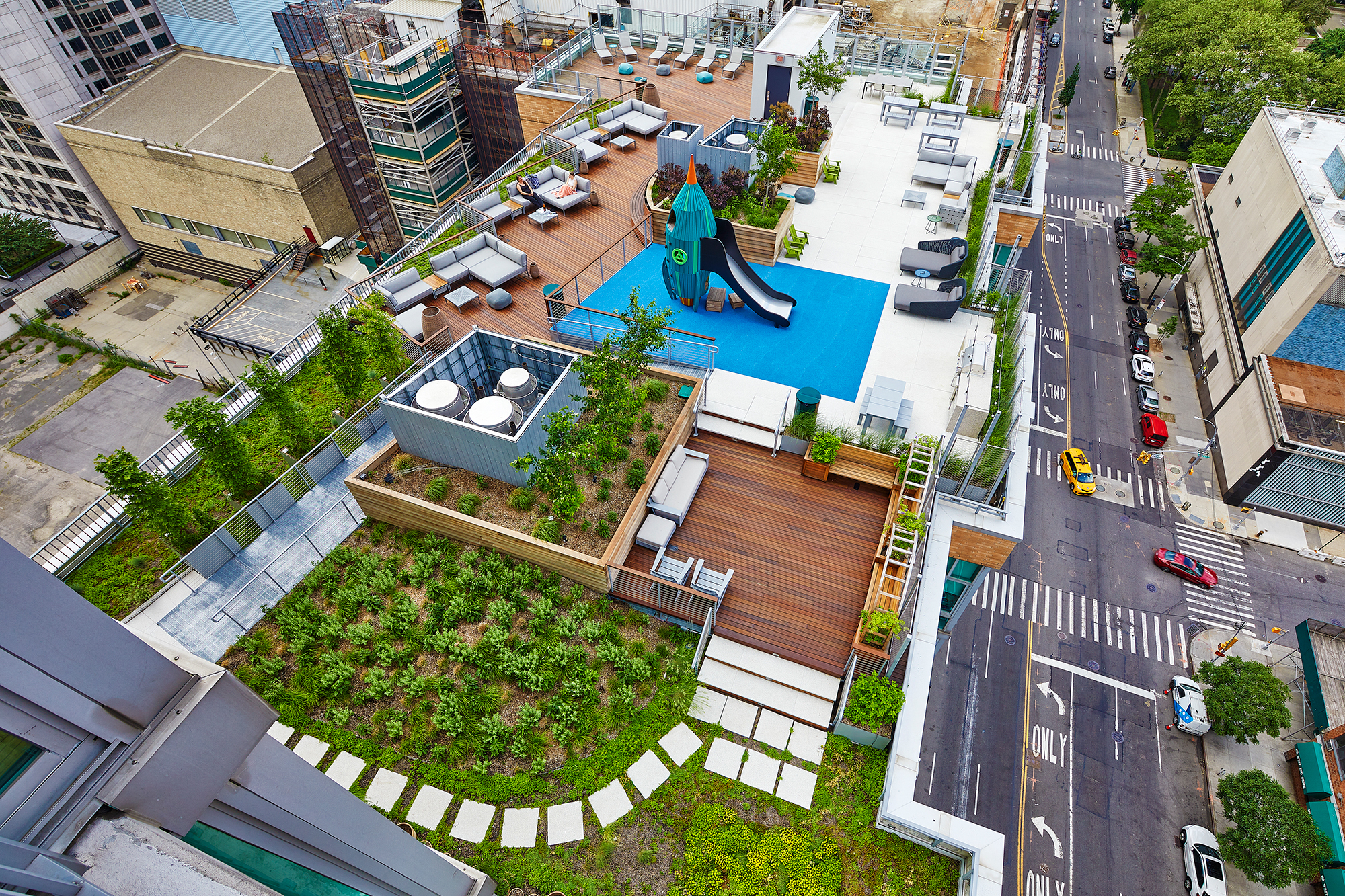 Rocket playground on New York rooftop