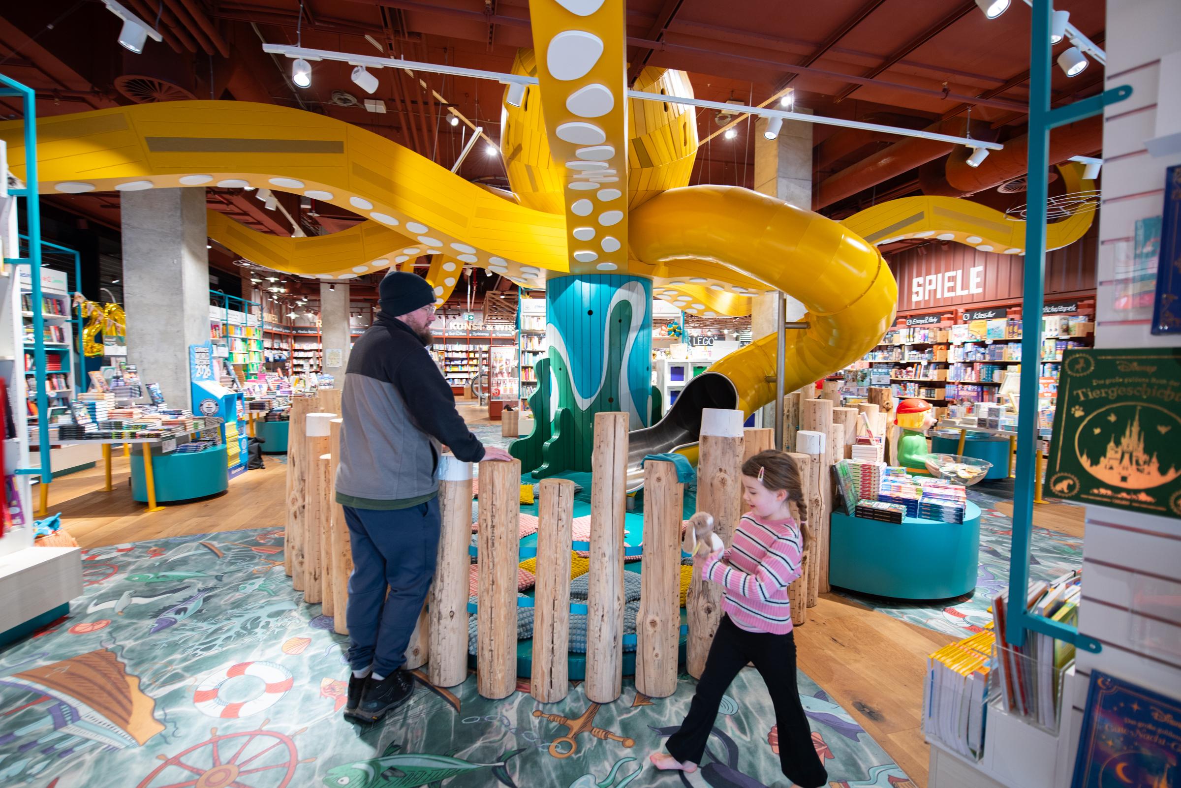Wide shot of octopus playground in bookshop