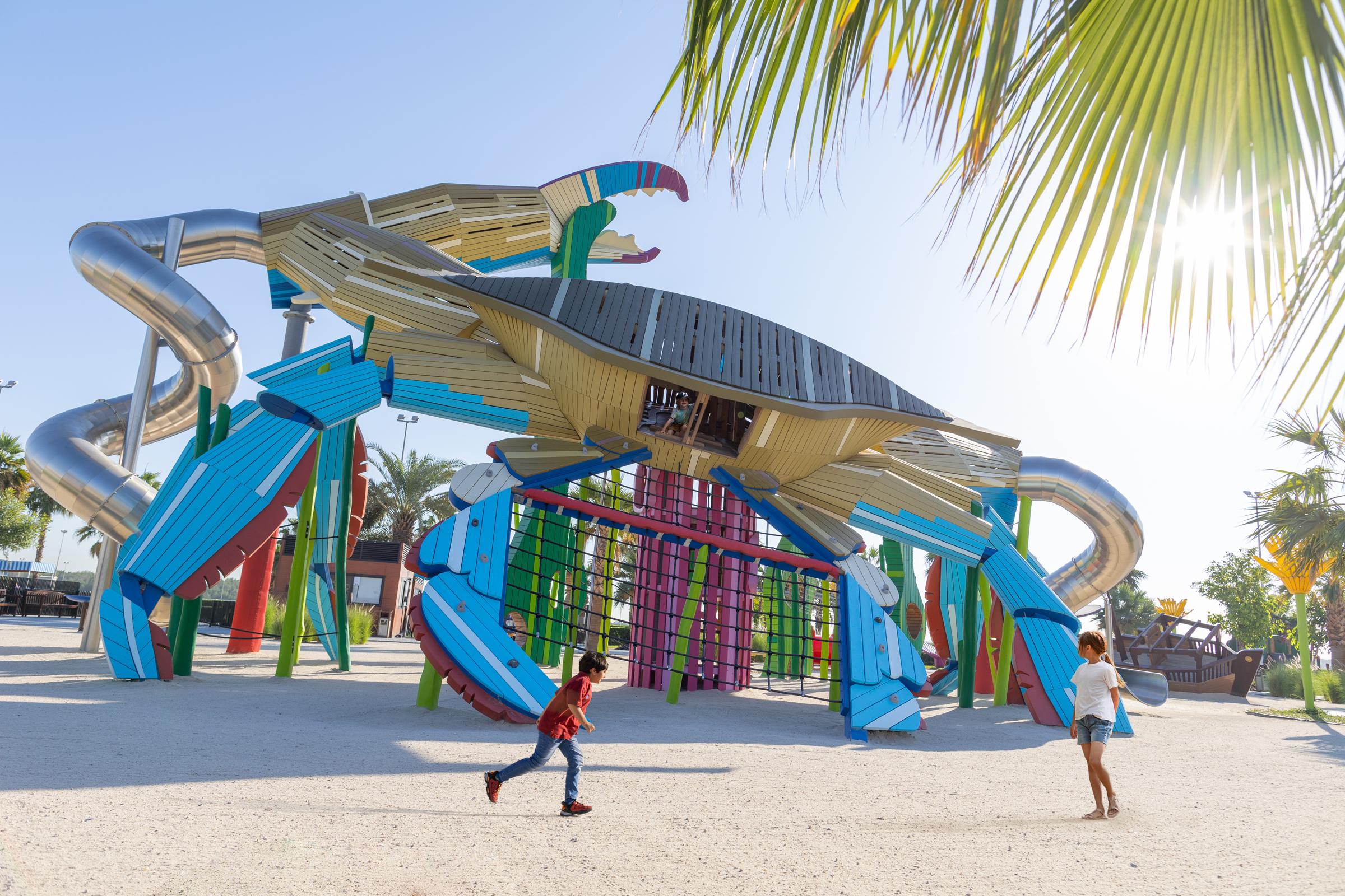 Huge crab climbing frame at MONSTRUM playground