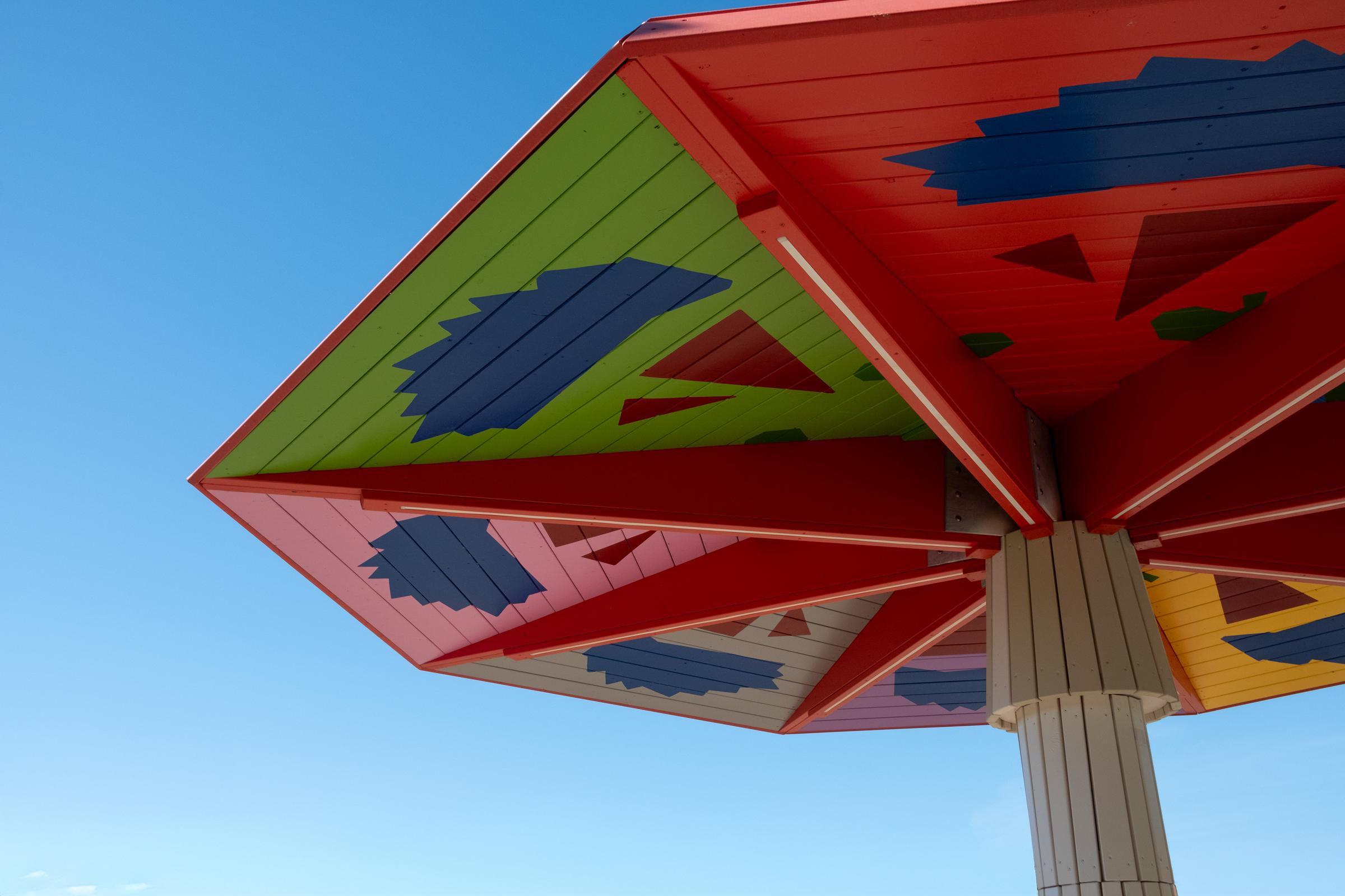 Mushroom shaped wooden shade