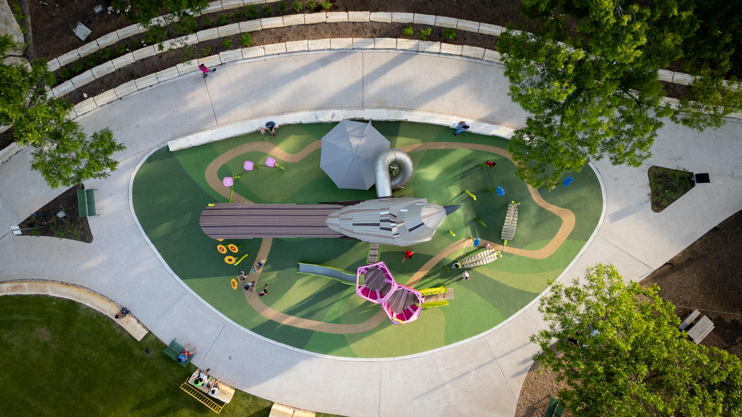 Aerial view of MONSTRUM mockingbird playground