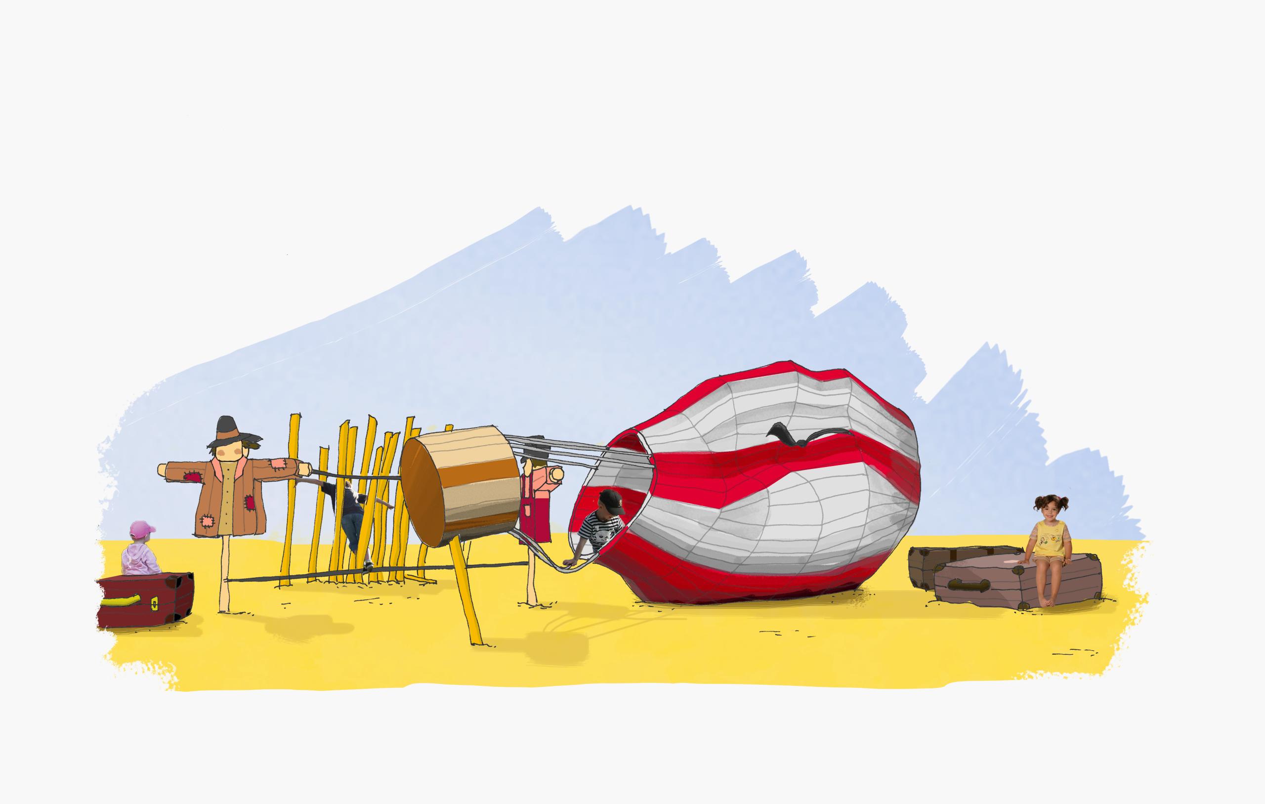 LEGO house airballoon drawing sketch MONSTRUM playground