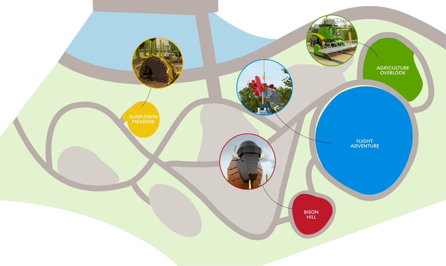 Map of play areas at Exploration place