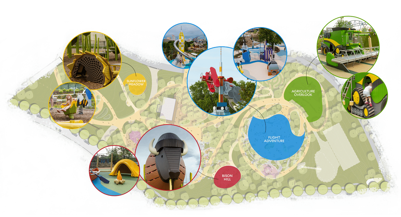 A map of the MONSTRUM play areas at Exploration Place