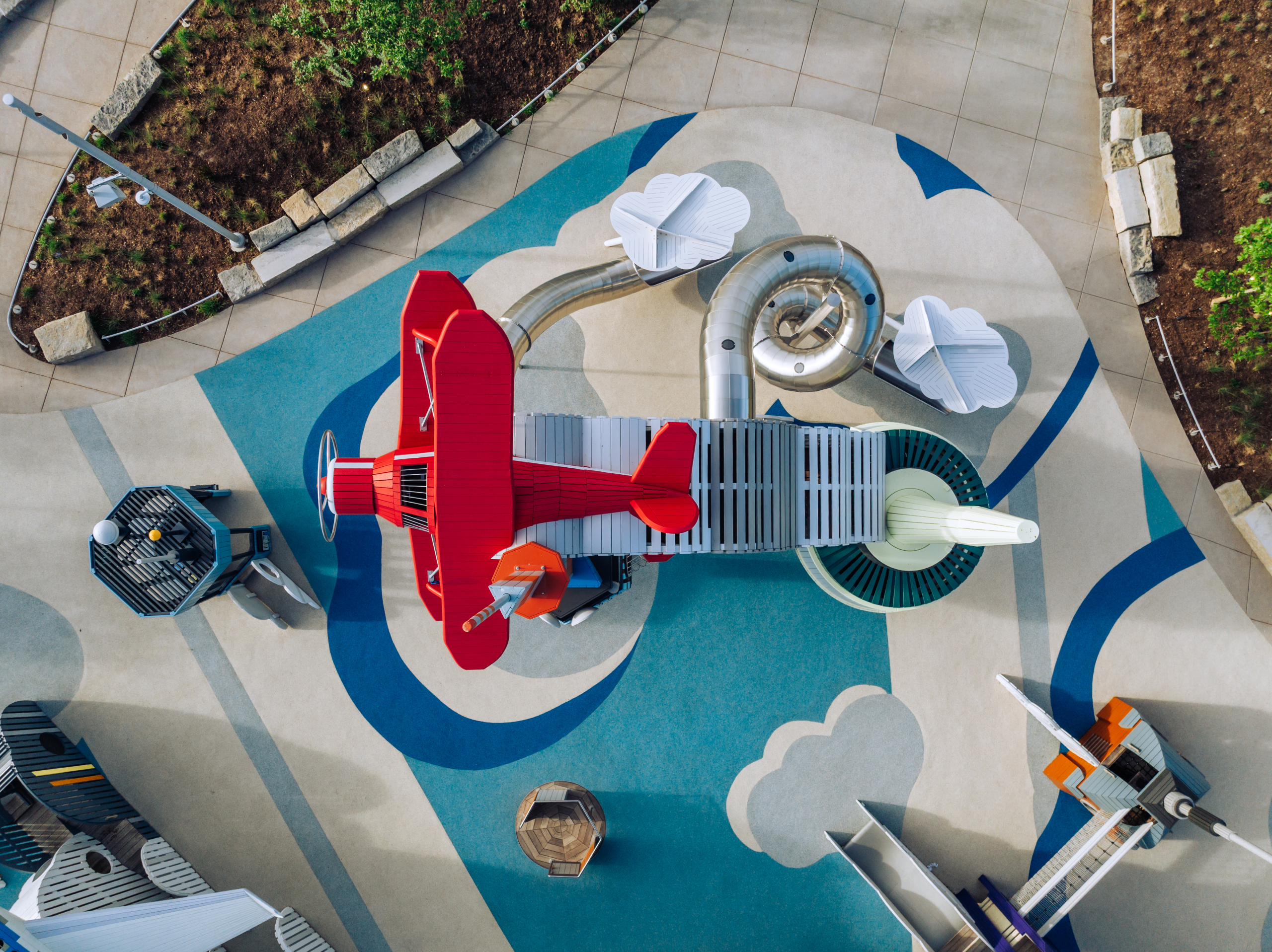 View from above of plane at playground