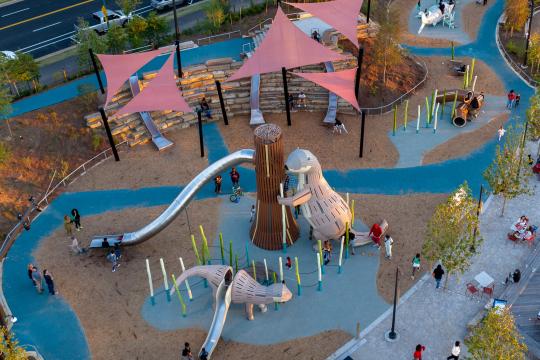 Accessible rubber surfacing at playground