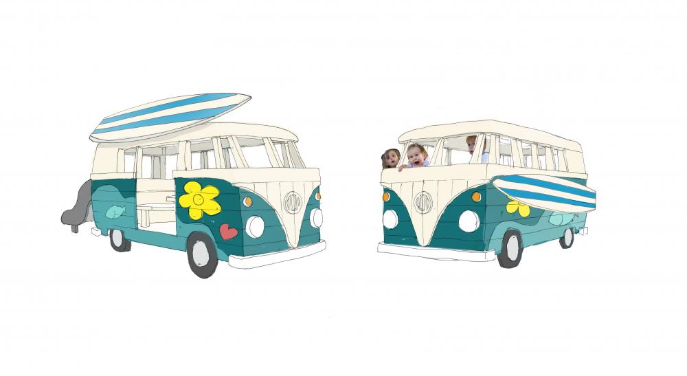 SKETCHING A BEACH THEMED PLAYGROUND surf bus MONSTRUM