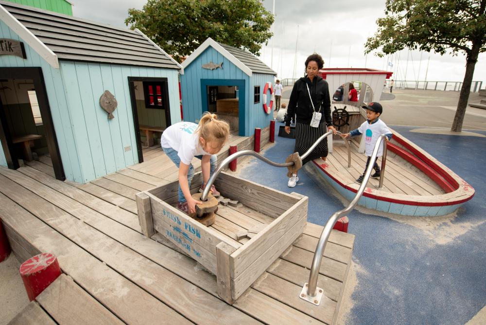Fishing boat play structures at MONSTRUM playground