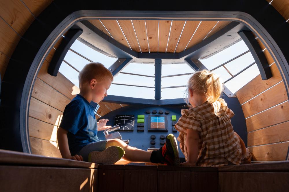 Kids playing in airplane playground